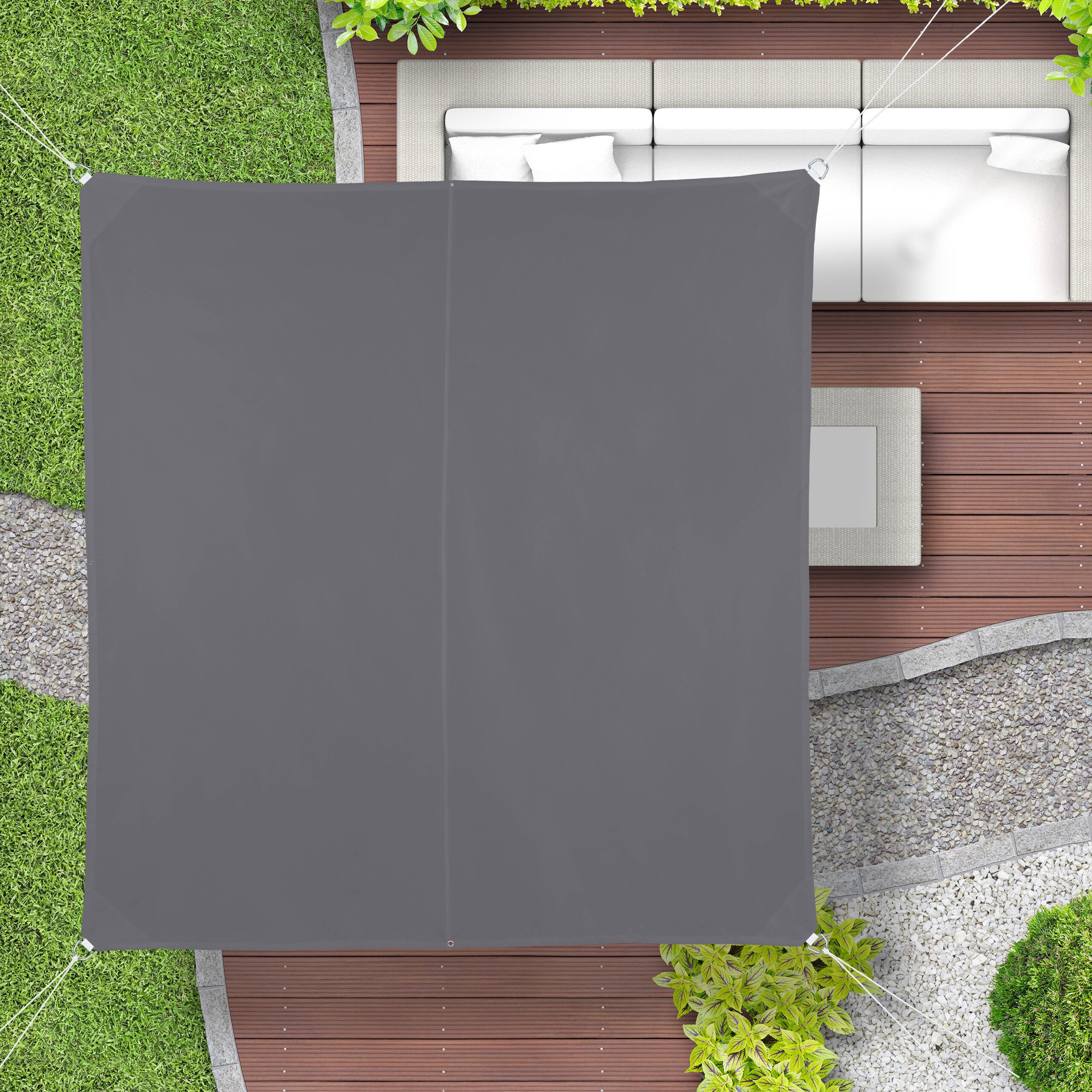 relaxdays Sonnensegel Quadrat in Grau, 3 x 3 m