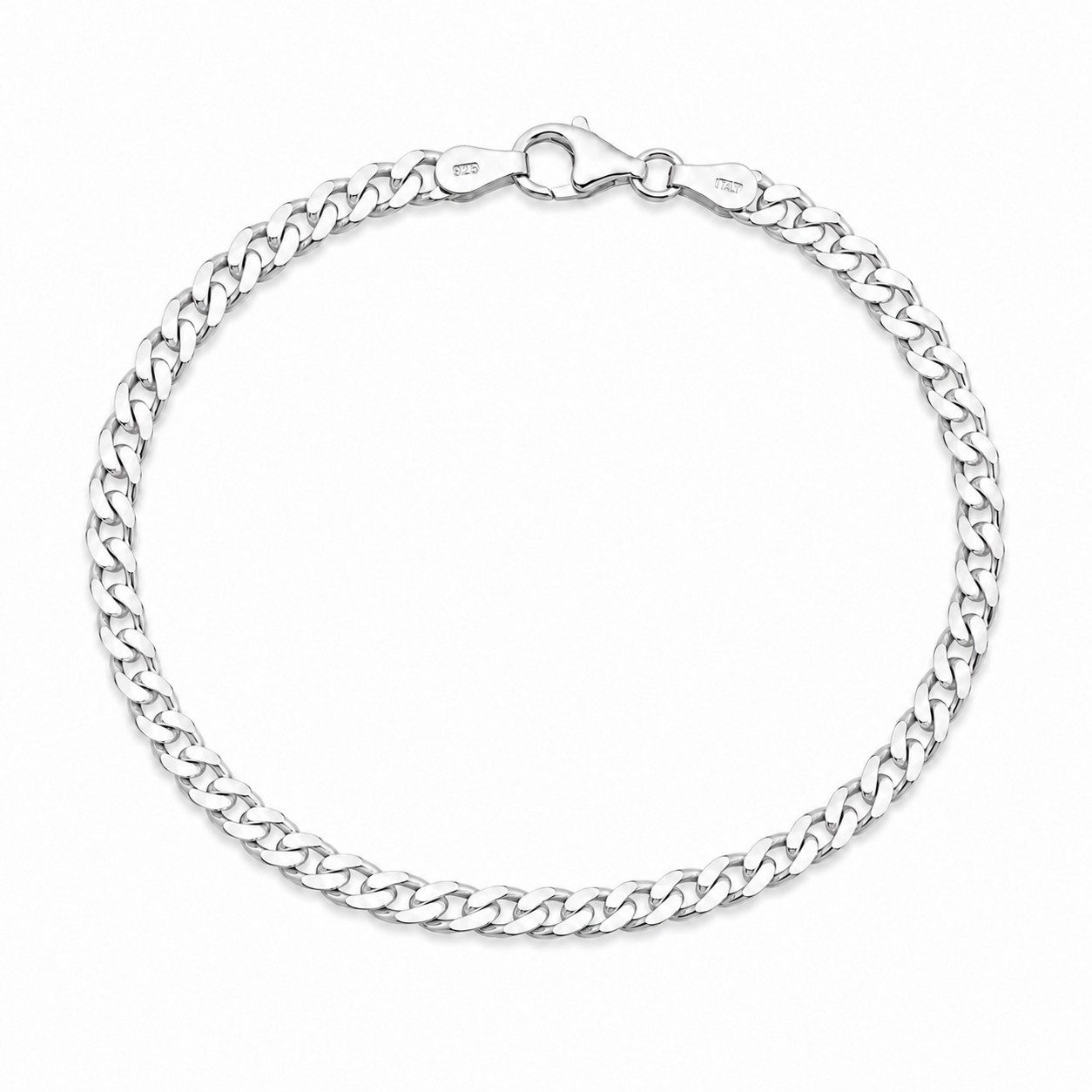 Tony Fein Silberarmband Panzerarmband 3 mm Runder Karabiner 925er Sterling Silber Massiv, Made in Italy für Damen und Herren