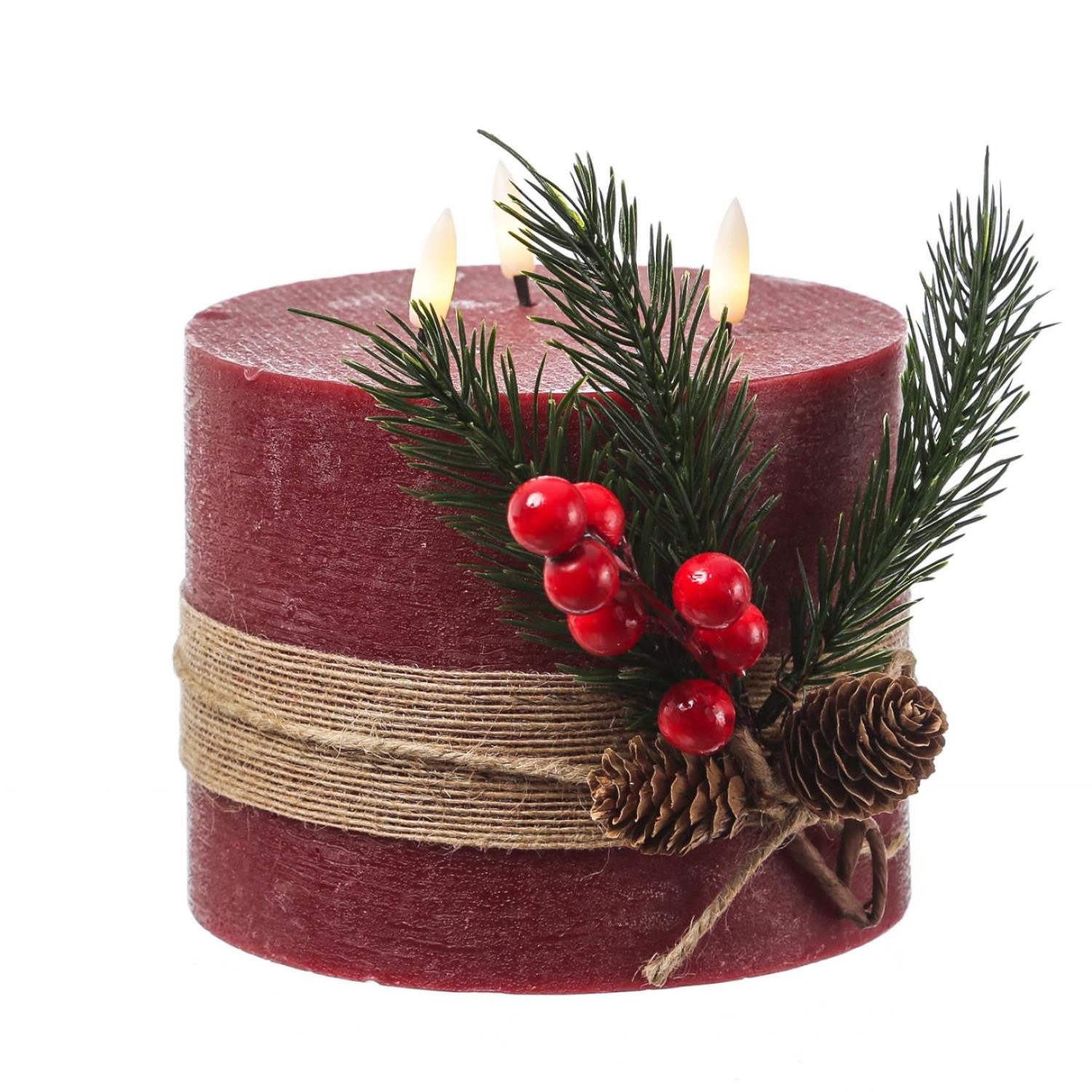 MARELIDA LED-Kerze XXL LED 3 Docht Kerze Echtwachs groß Timer D: 15cm H: 15 günstig online kaufen