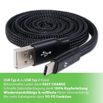 Cellularline Jojo USB-C Lade-Kabel Daten-Kabel 1m Audio-Kabel, USB-C, USB, YoYo Aufroll-Funktion, Schnell-Ladung, für Handy Smartphone Tablet PC
