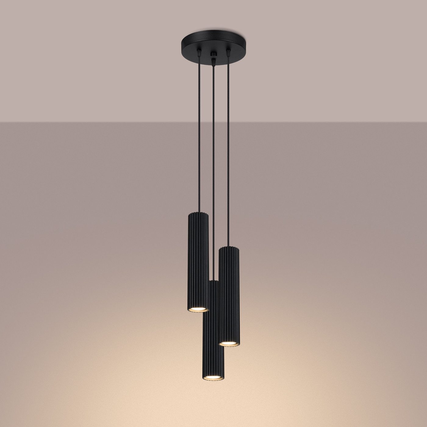SOLLUX lighting Hängeleuchte Pendelleuchte Karbon 3P Schwarz, Nicht enthalten – Bild 3 von 5