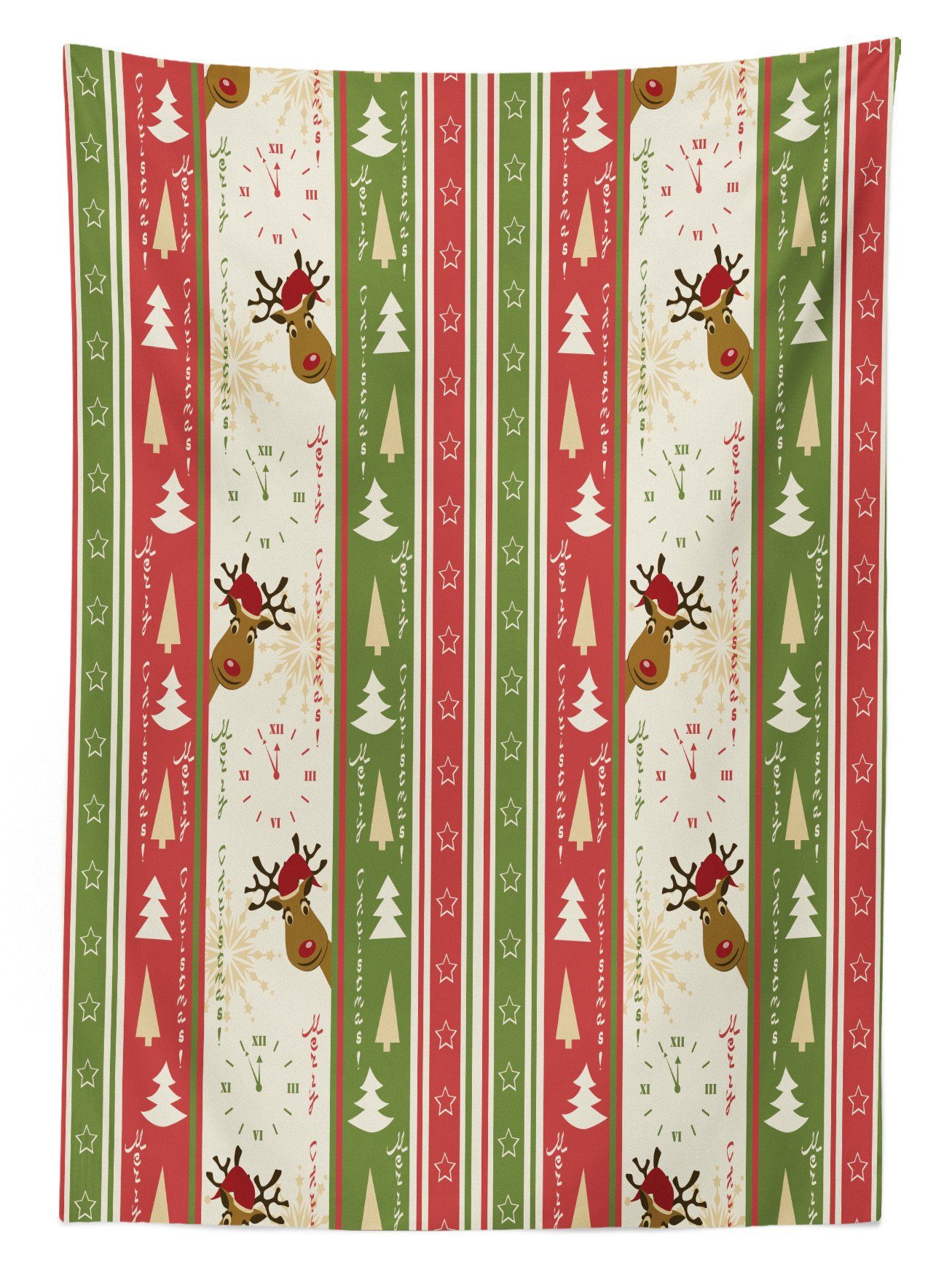 Für Abakuhaus Tischdecke Klare Farbfest Farben, Pines Waschbar Außen Weihnachten geeignet Bereich Deer Borders den