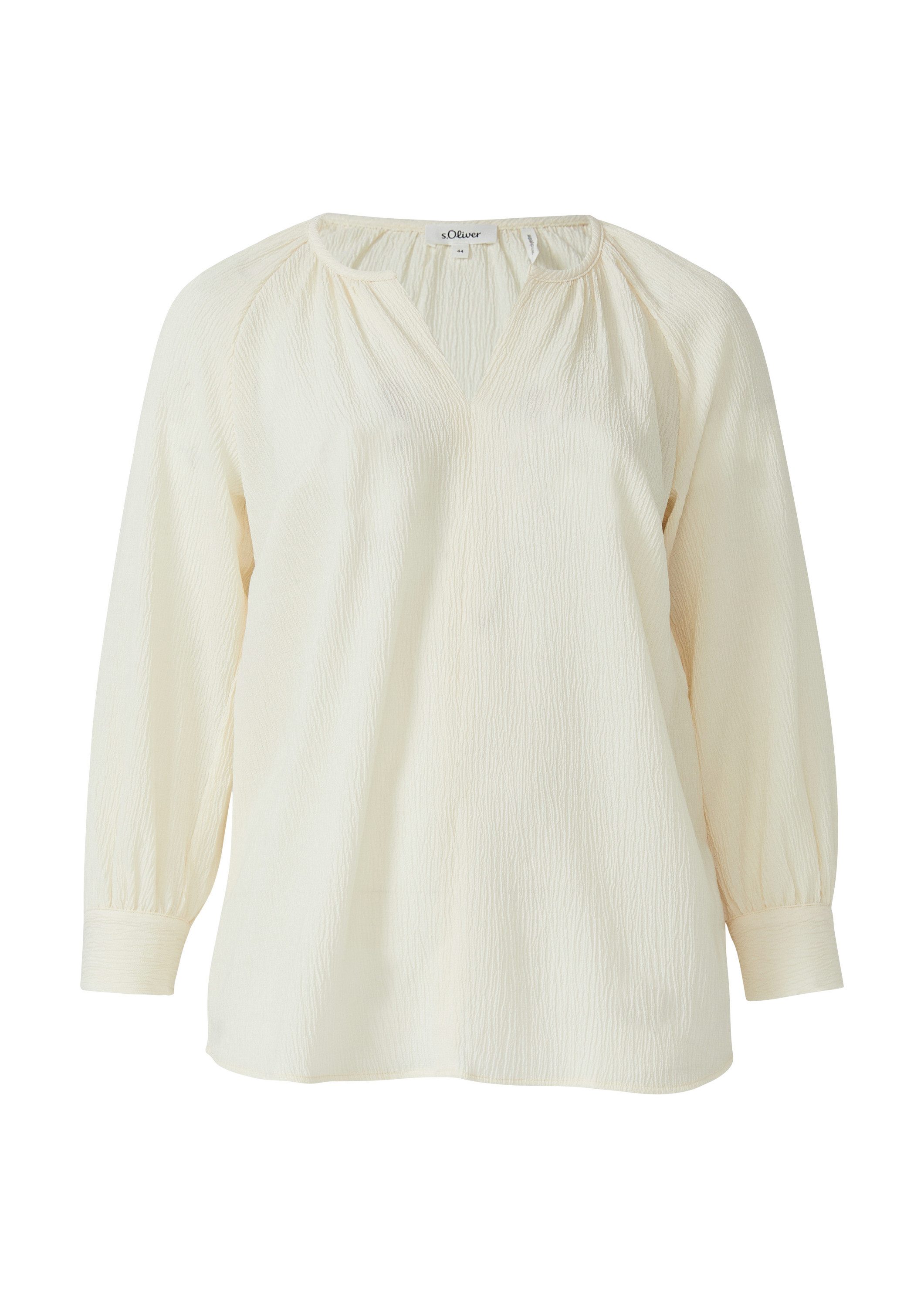 s.Oliver Langarmbluse Bluse Elastische strukturierte Bluse mit weitem Arm günstig online kaufen