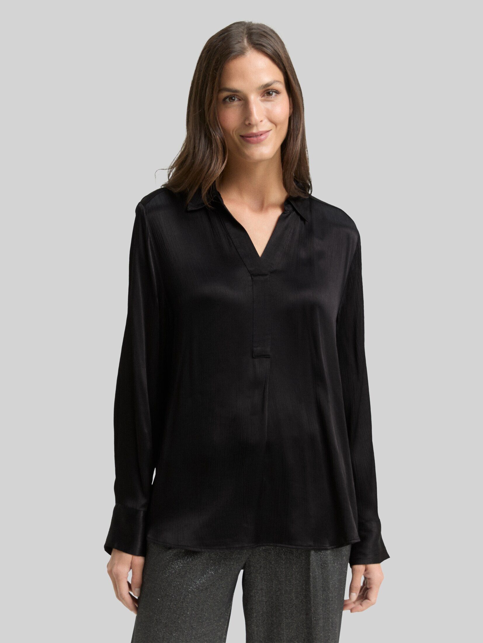 TOM TAILOR Langarmbluse Blusen & Shirts Crinkle Satinbluse