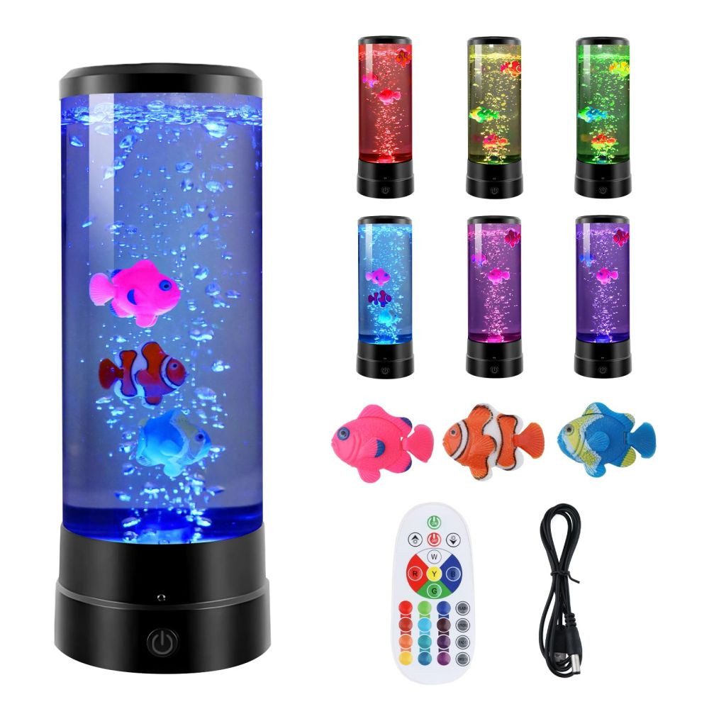 Tischleuchte 16 Farben Fantasy LED Jellyfish Fisch Lamp mit Fernbedienung Lavalampe