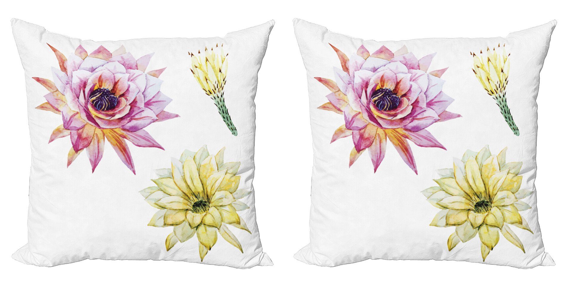 Kissenbezüge Modern Blumen Digitaldruck, Doppelseitiger Stück), Abakuhaus (2 Watercolored Accent Kaktus