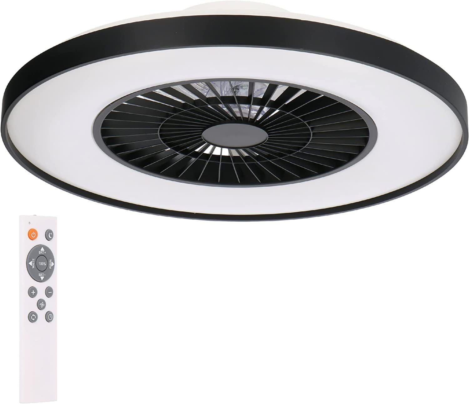 proventa LED Deckenleuchte mit Ventilator, 60W 60cm warm-neutralweiß dimmbar