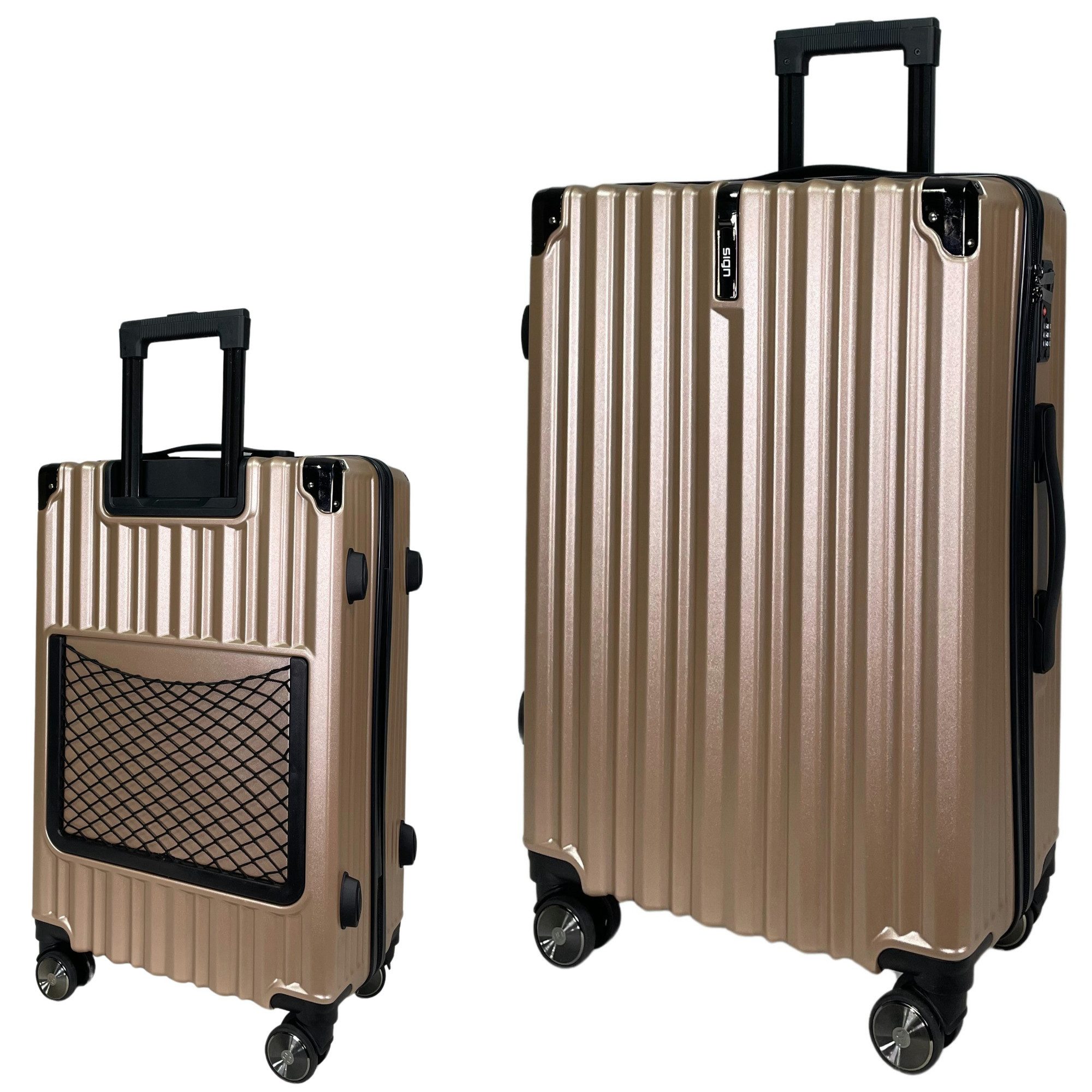 SIGN German Design Trolley Reisekoffer Hartschalen-Koffer, 360° Zwillingsrollen M/L/XL, Netztasche auf der Rückseite