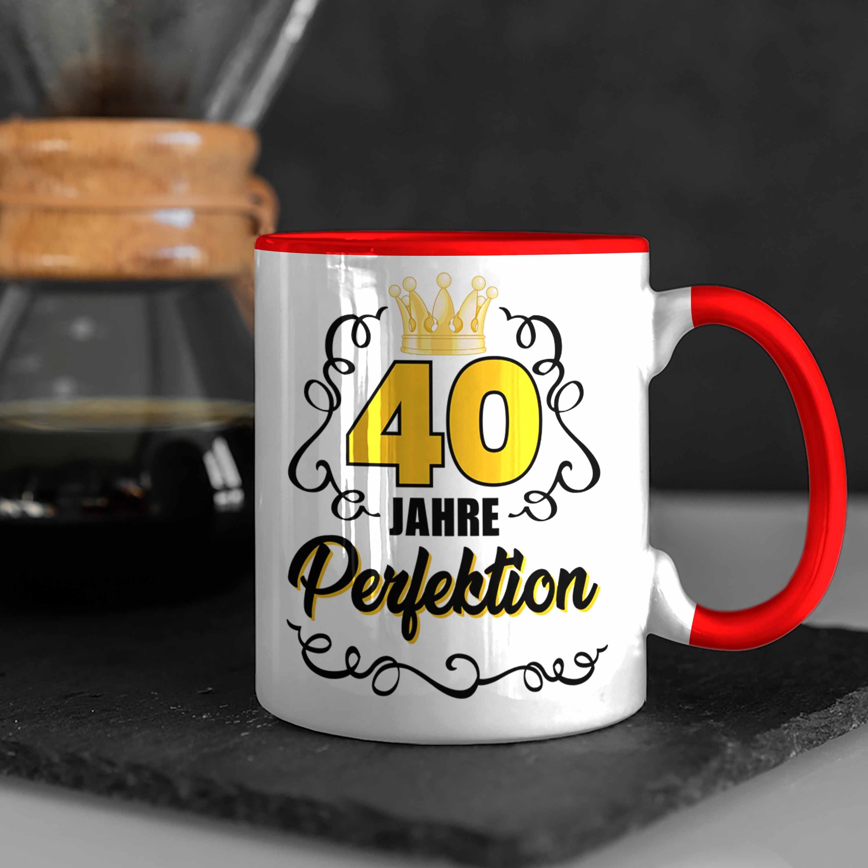 Tasse Tasse Frauen - Geschenk Spruch 40. 40er Perfektion Trendation Geschenkidee Rot Geburtstag Trendation Geburtstag