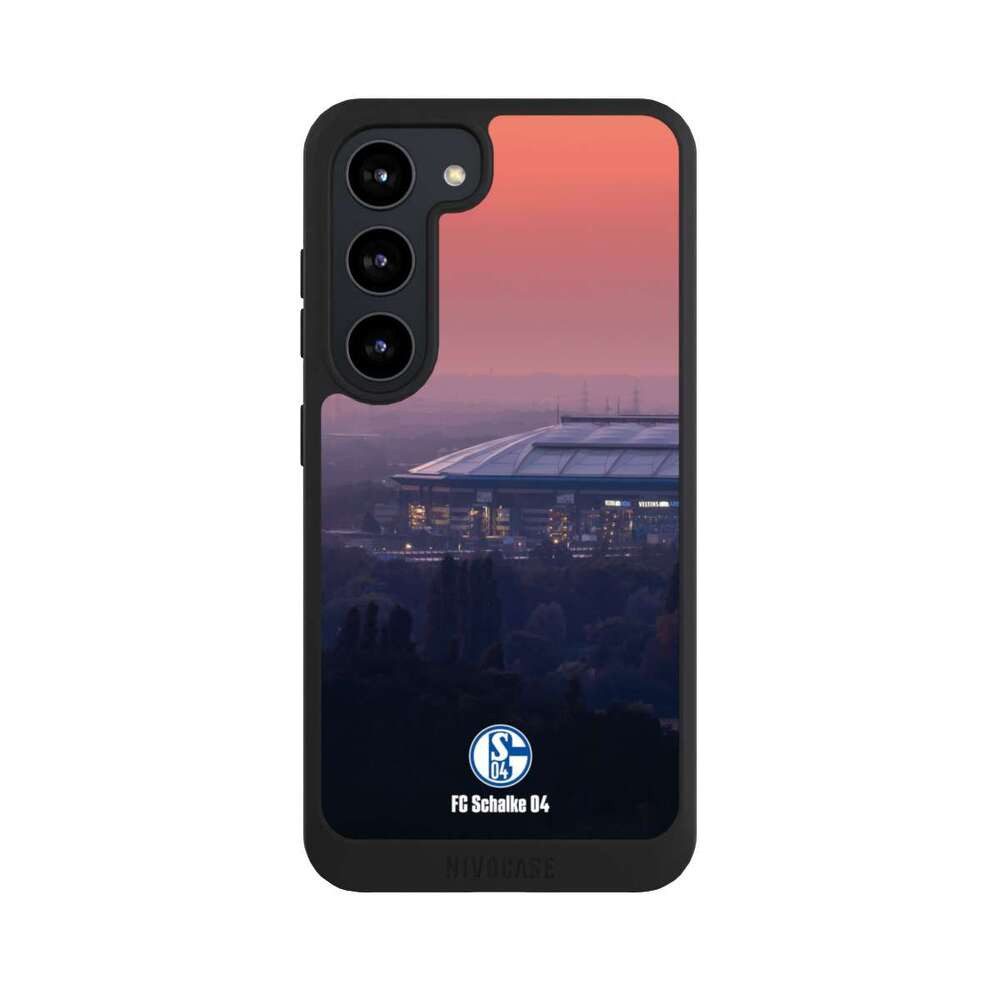 NIVOCASE Handyhülle Stadion FC Schalke 04 Offizielles Lizenzprodukt Schalke 04 Stadion, Samsung Galaxy S23 Handyhülle Hülle NIVOpure Case Schwarz