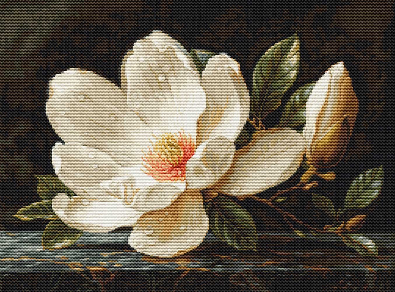 Luca-S Kreativset Luca-S Kreuzstich Stickpackung "Gold Collection, Der Magnolientau",..., (embroidery kit by Marussia)