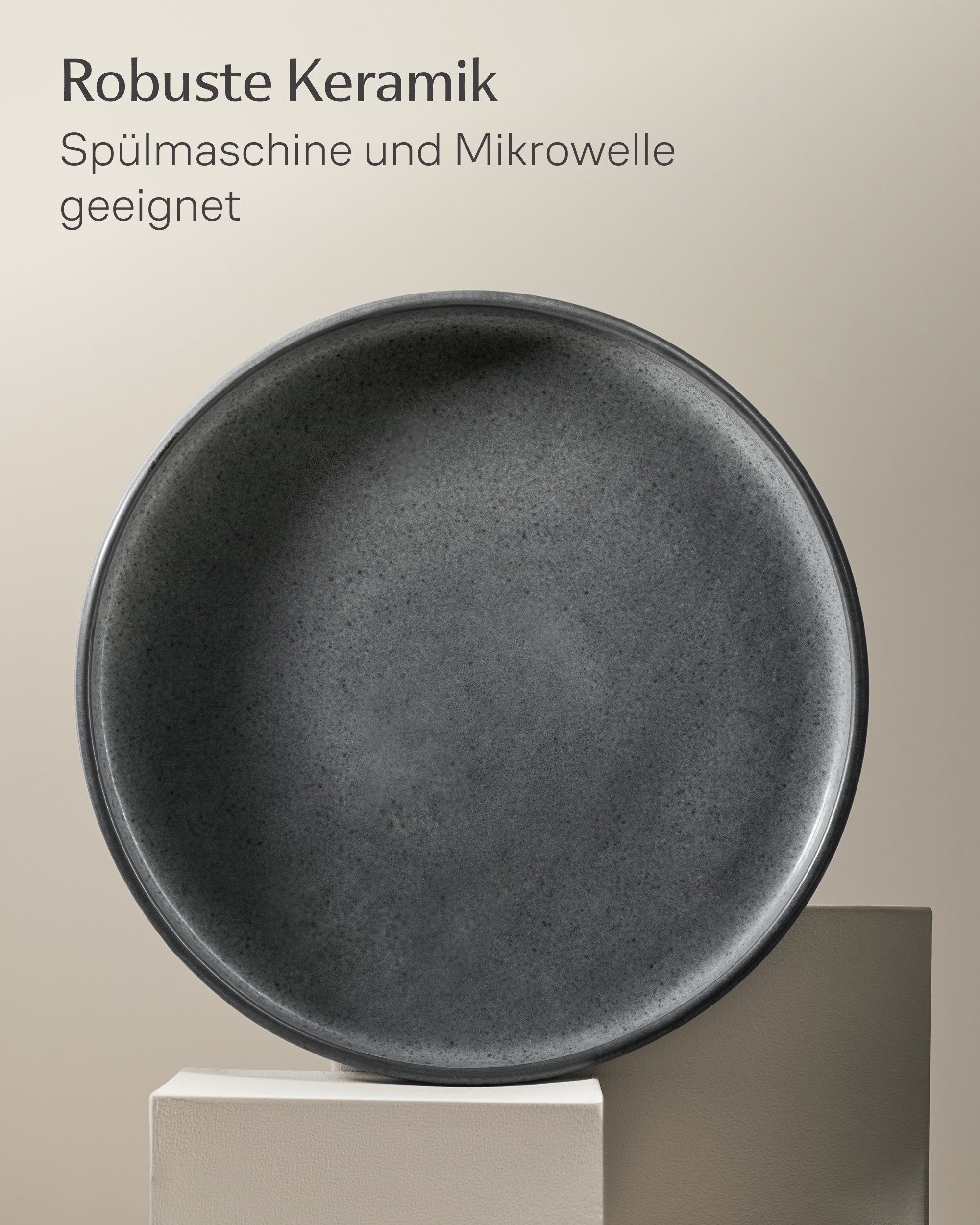 Cosumy Speiseteller Essgeschirr Set Ø26 cm mit reaktiver Glasur, handgefertigte Essteller, (4 St), Handgefertigt, Set für 4 Personen, mikrowellen- & spülmaschin – Bild 5 von 5