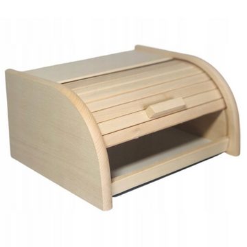 nm_trade Brotkasten Roll-Brotkasten aus Holz Buchen-Holz 40x29x18 cm Natur Weiß, Deckel mit Griff, Rollbarer Deckel