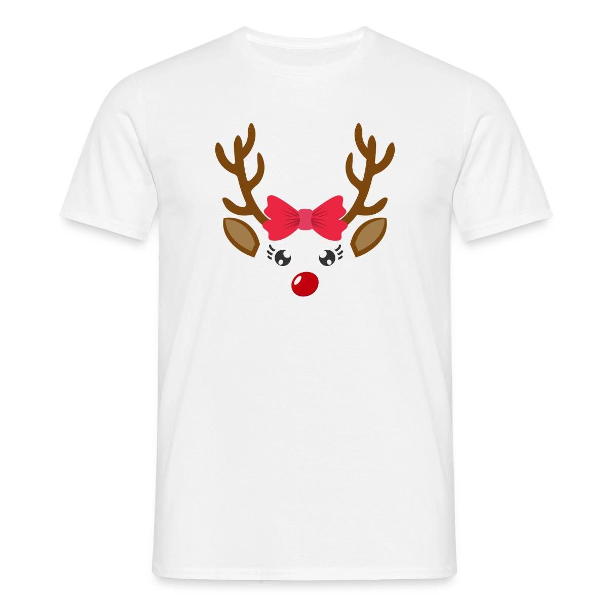 T-Shirt Reh Gesicht Weihnachten Fasching Kostüm Männer T-Shirt