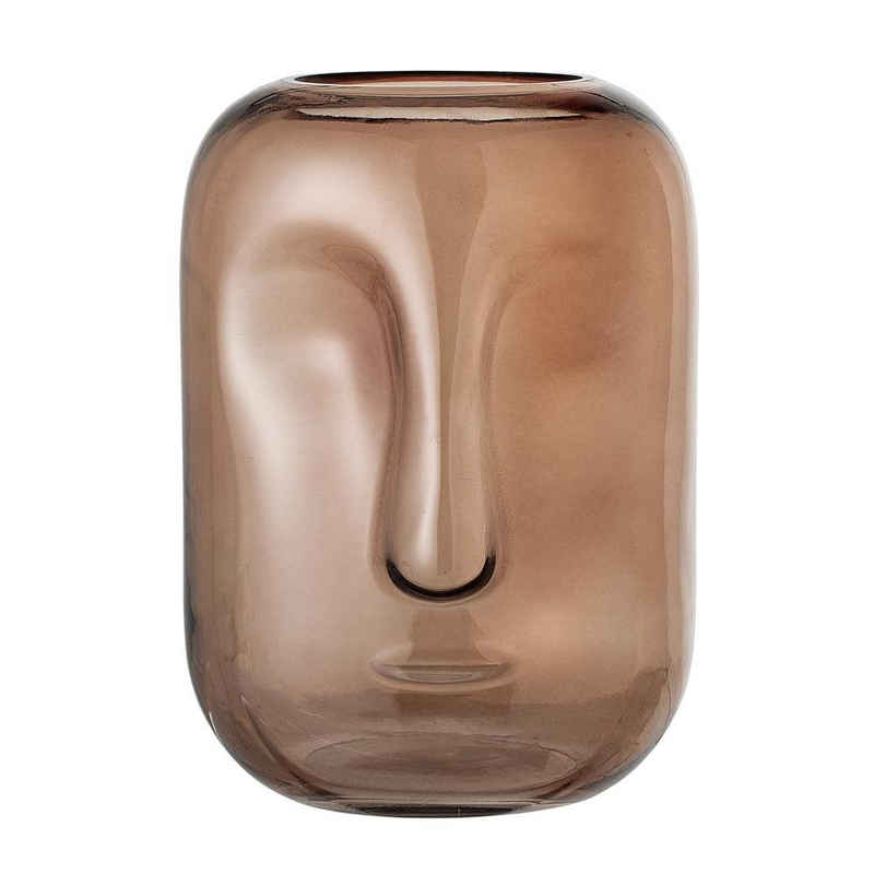 Bloomingville Dekovase Amida (Vase, 1 St., mit Gesicht), Braun Glas Ø18 cm Blumenvase Glasvase dänisches Design