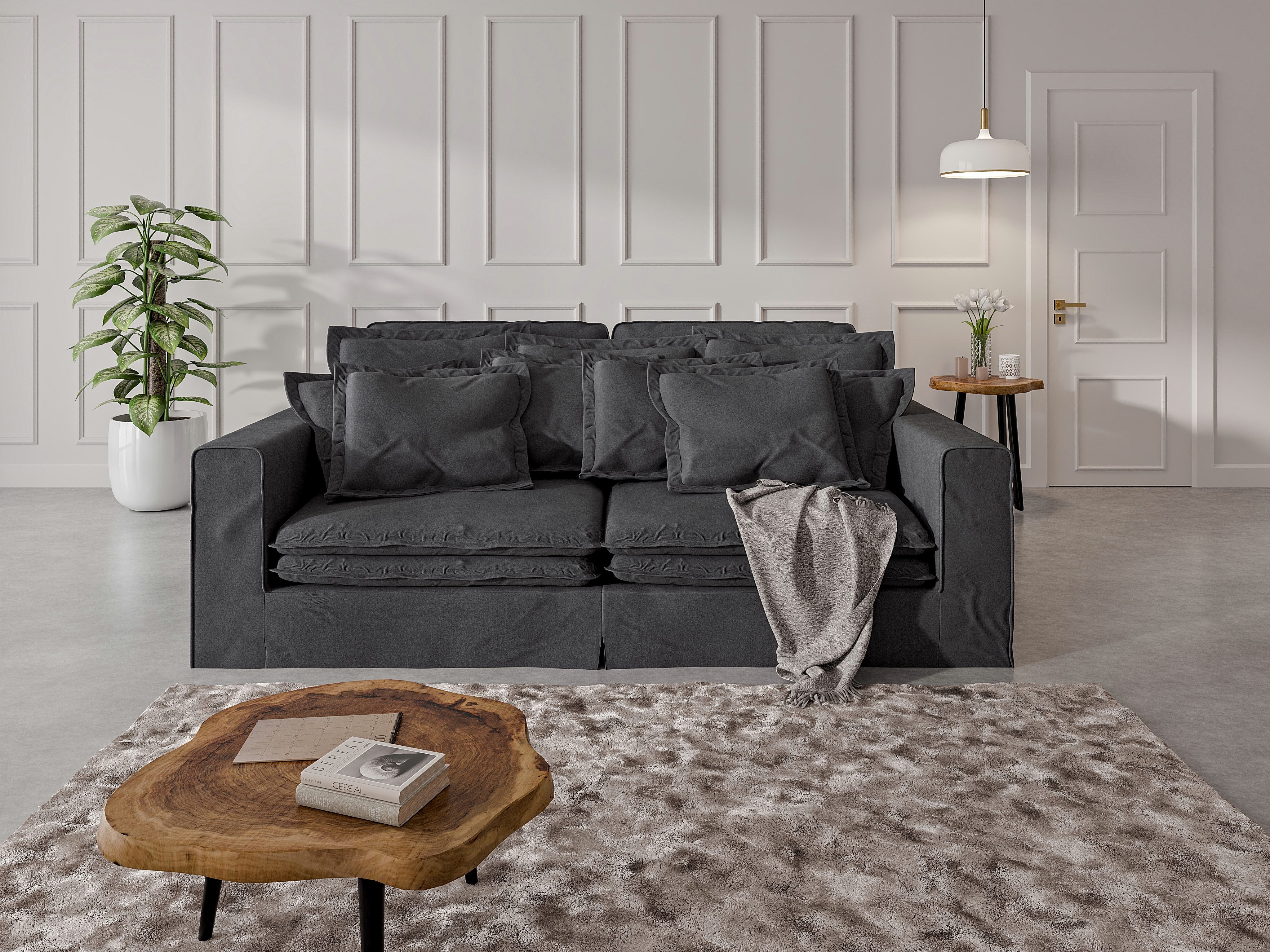 Home affaire 4-Sitzer ALISSAS mit vielen Kissen, Biesen an den Kissen, Hussenoptik, mit kleinen Taschen an der Seite zum Verstauen