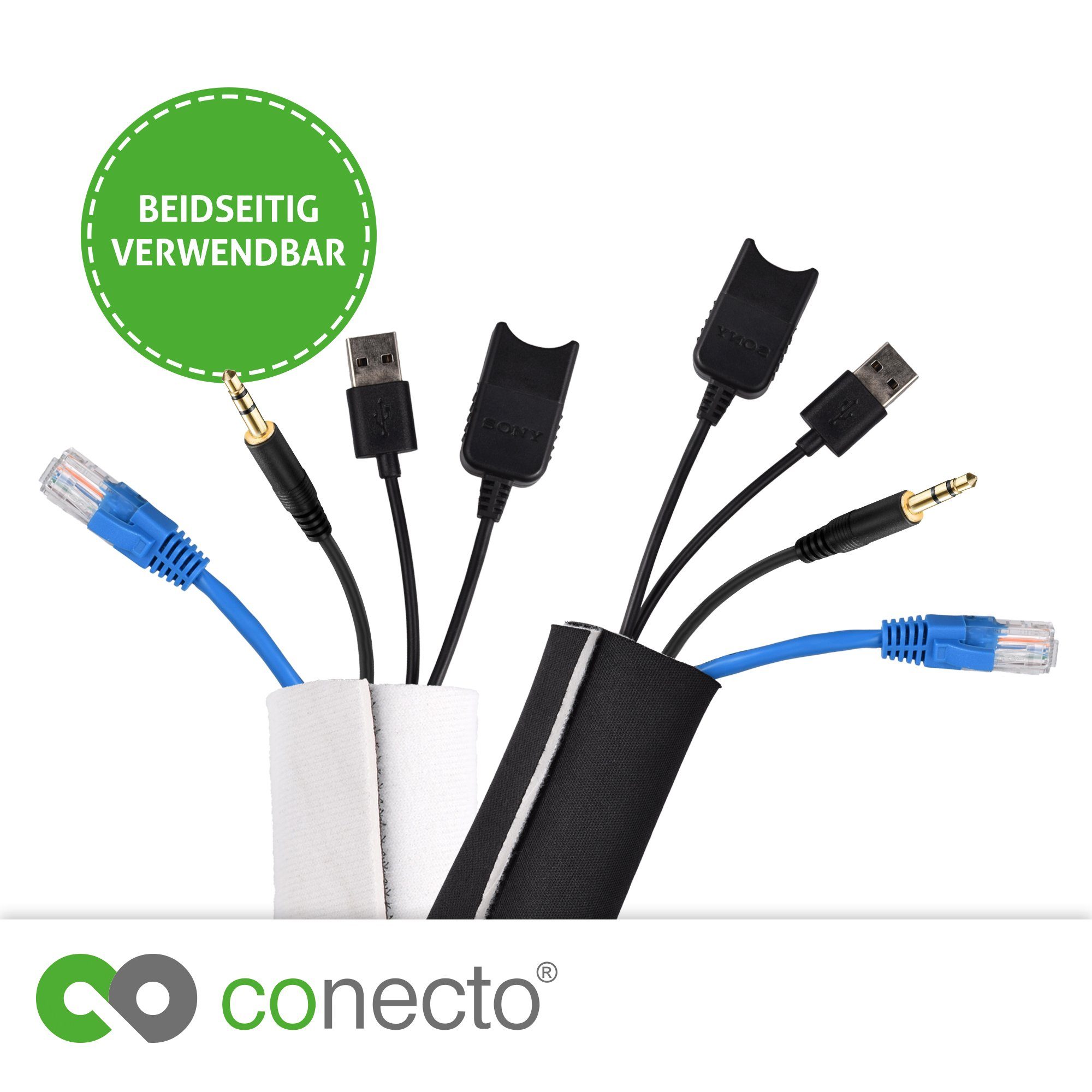 conecto Geflechtschlauch conecto Neopren Kabelschlauch mit Klettverschluss universell Kabelkana