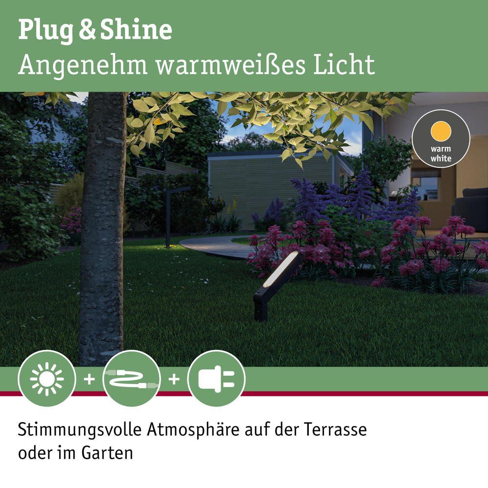 Paulmann LED Gartenstrahler Plug & Shine LED Spot Ito in Anthrazit 6W 450lm  IP65 518mm, keine Angabe, Leuchtmittel enthalten: Ja, fest verbaut, LED,  warmweiss, Außenstrahler, Schutzart: IP65