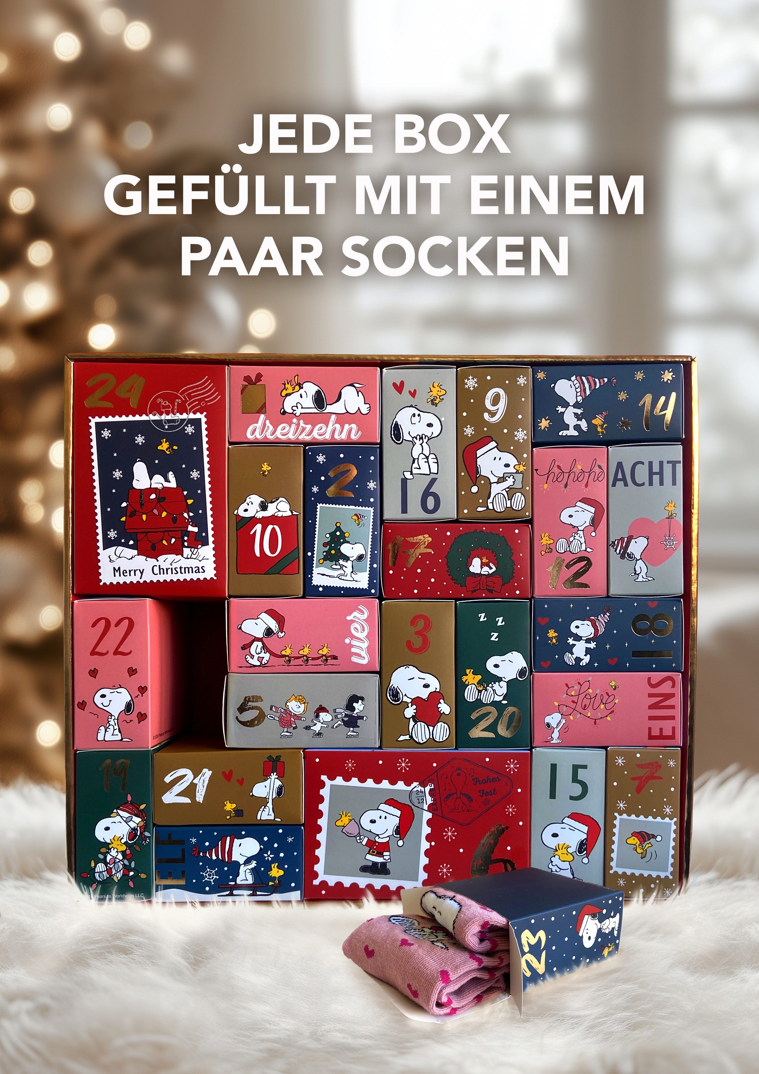 Sockswear Socken Peanuts Premium Damen Adventskalender – Bild 3 von 5