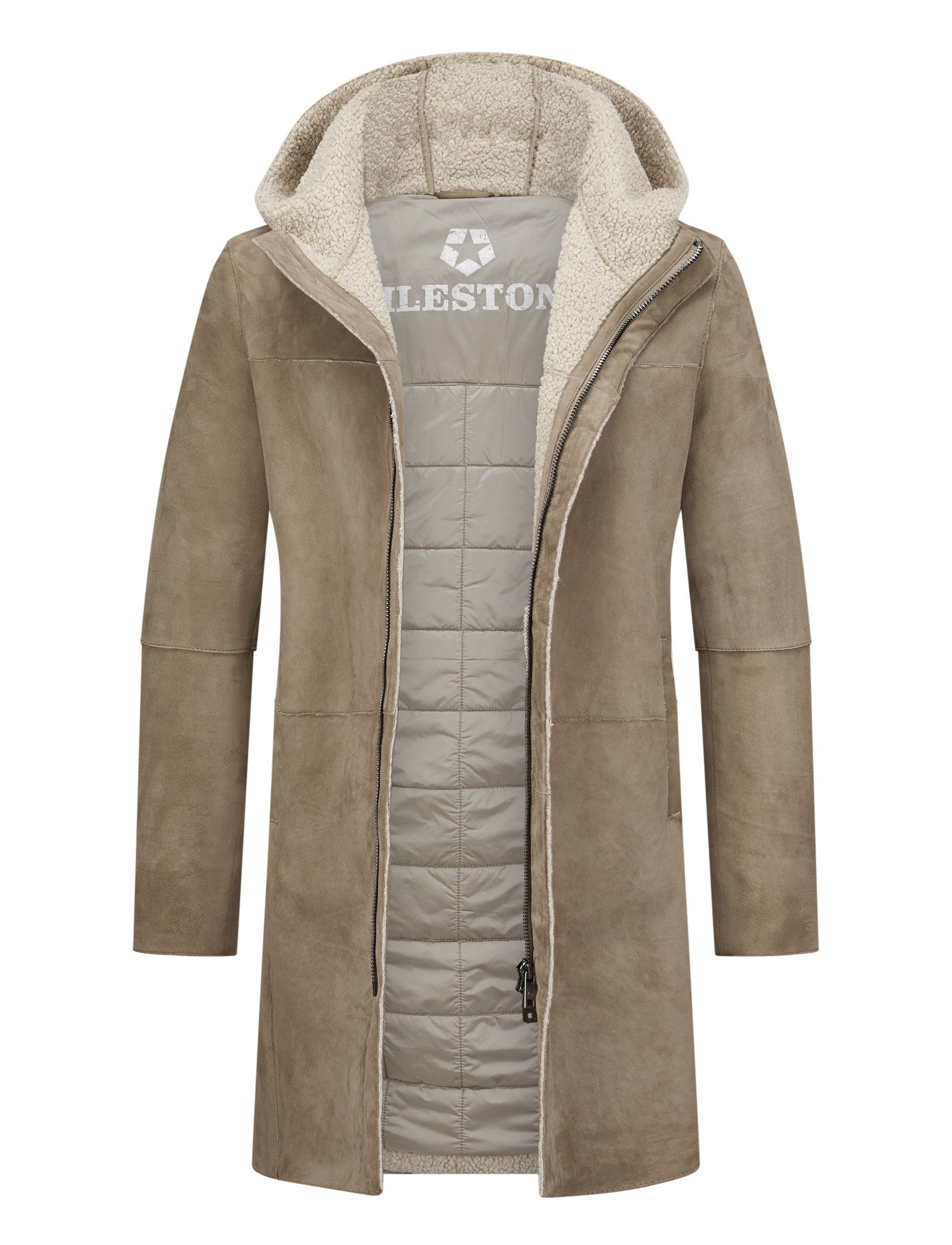 Milestone Ledermantel MSAlerio aus softem Veloursleder und weichem Fell auf günstig online kaufen