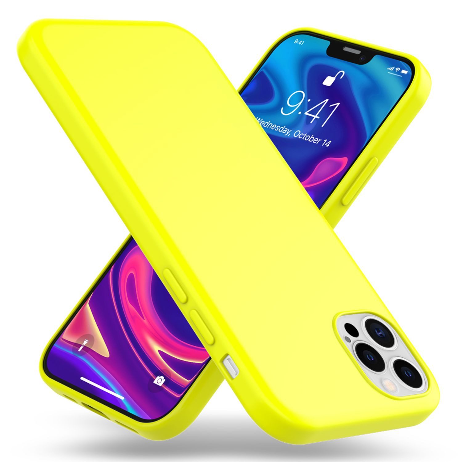 Nalia Smartphone-Hülle Apple iPhone 12 Pro Max 17 cm (6,7 Zoll), Neon Silikon Hülle / Bunt Leuchtend / Rutschfest / Flexibel / Weich