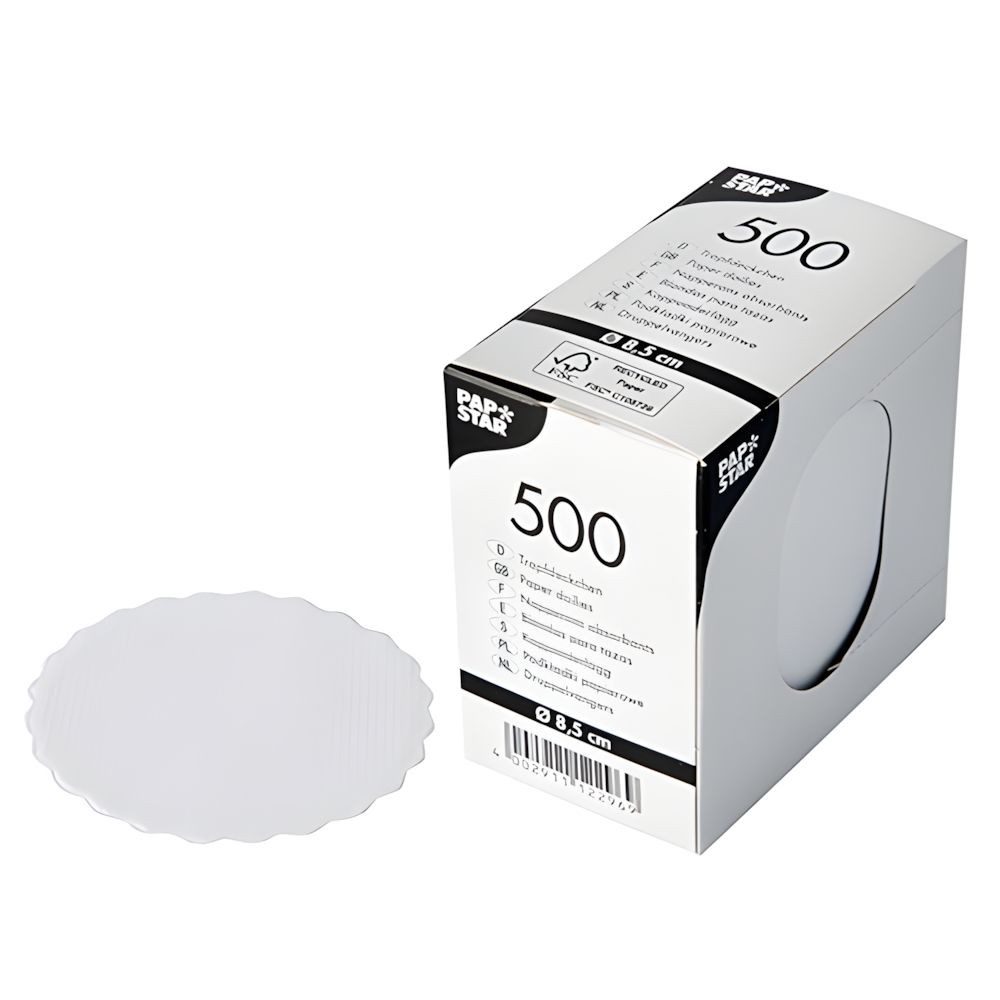 PAPSTAR Tassenuntersetzer Tropfdeckchen rund Ø 8,5 cm weiss 500 Stk