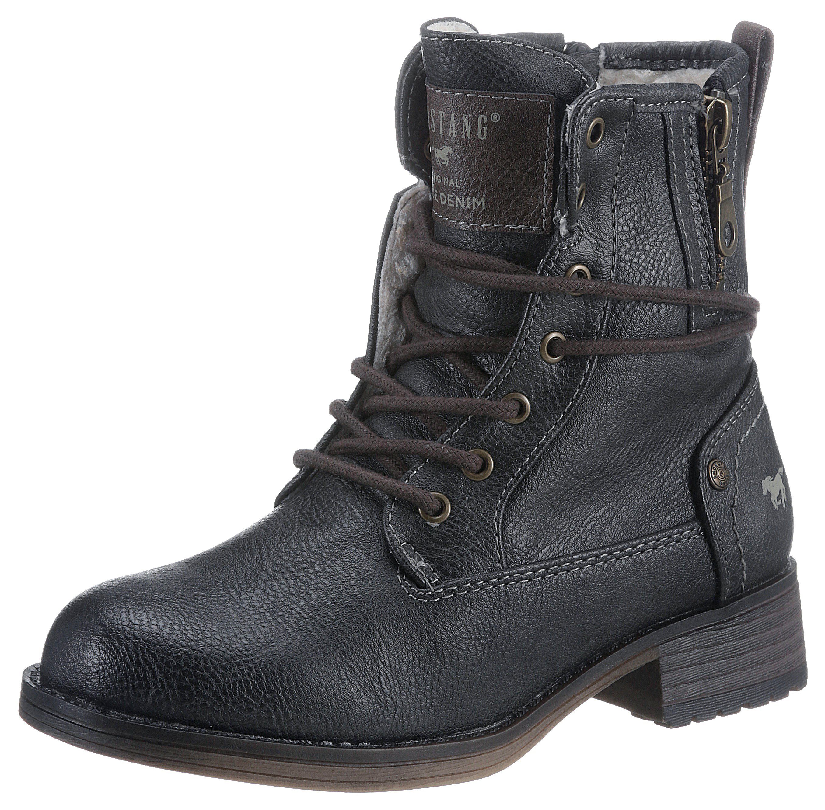 Mustang Shoes Winterboots, Schnürboots, Stiefelette, Blockabsatz, mit Reißverschluss