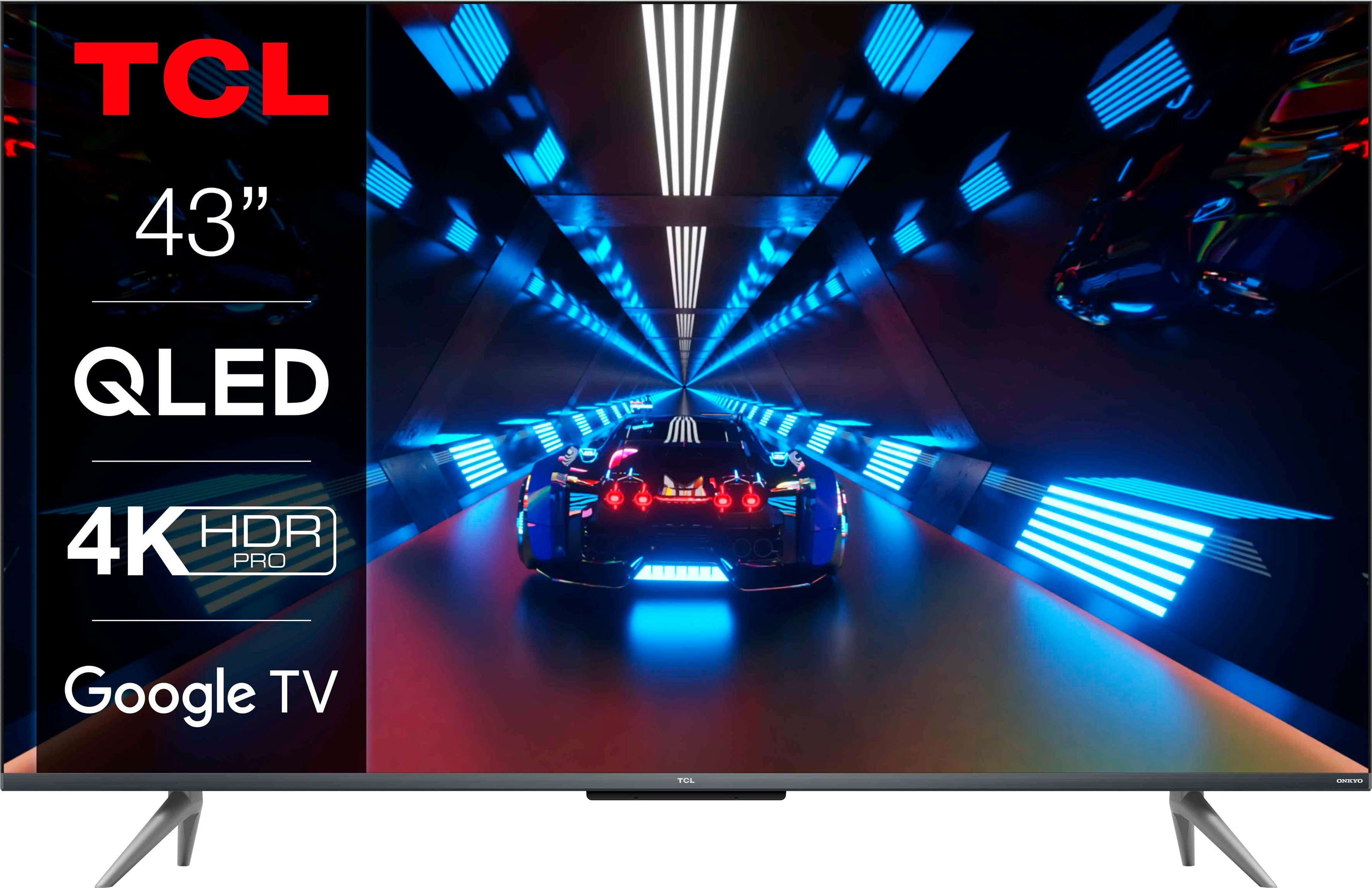 TCL 43C735X2 QLED-Fernseher (108 cm/43 Zoll, 4K Ultra HD, Smart-TV, Google  TV, HDR Premium, Dolby Atmos, HDMI 2.1, Metallgehäuse, ONKYO-Sound)