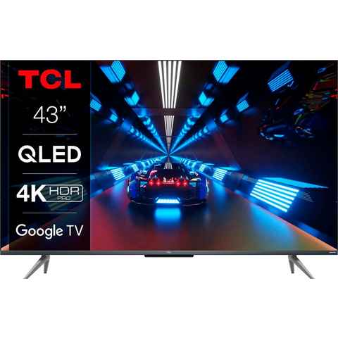 TCL 43C735X2 QLED-Fernseher (108 cm/43 Zoll, 4K Ultra HD, Google TV, Smart-TV, HDR Premium, Dolby Atmos, HDMI 2.1, Metallgehäuse, ONKYO-Sound)