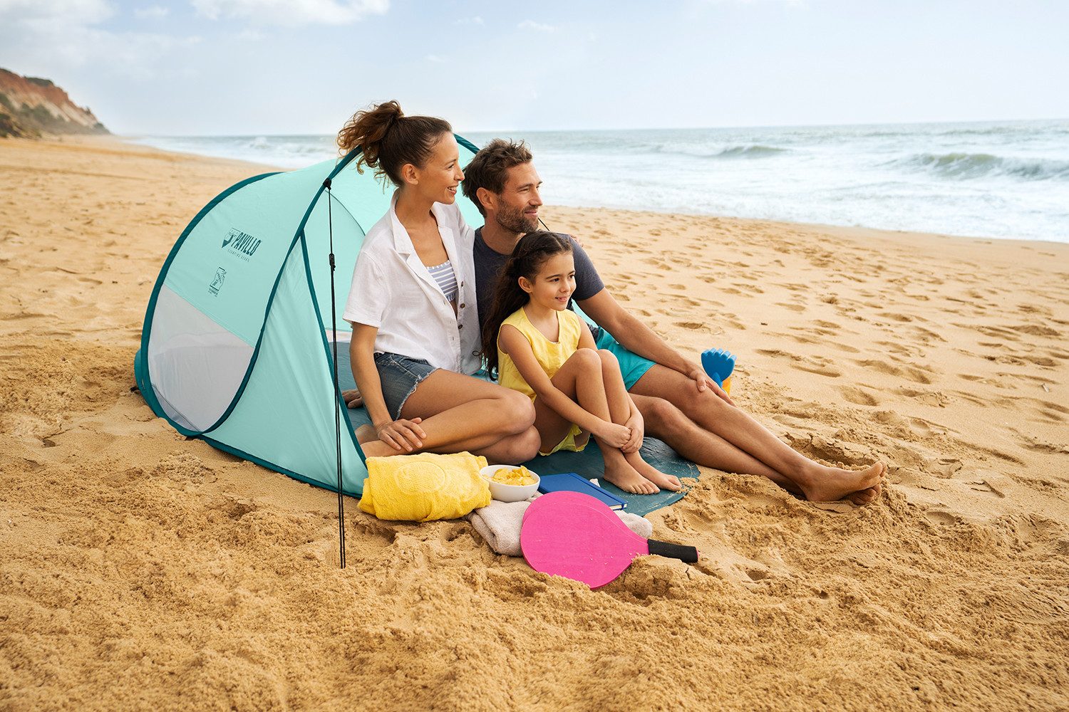 Bestway Strandmuschel Beach Quick 2, Personen: 2 (Packung, 1 tlg., 200 x 120 x 90 cm), Inkl. Tragetasche