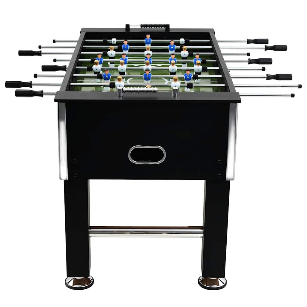 furnicato Tischfußballspiel Fußballtisch Schwarz 140 x 74,5 x 87,5 cm MDF und Stahl, Höhenverstellbarer Kickertisch mit rutschfesten Griffen für Gruppen