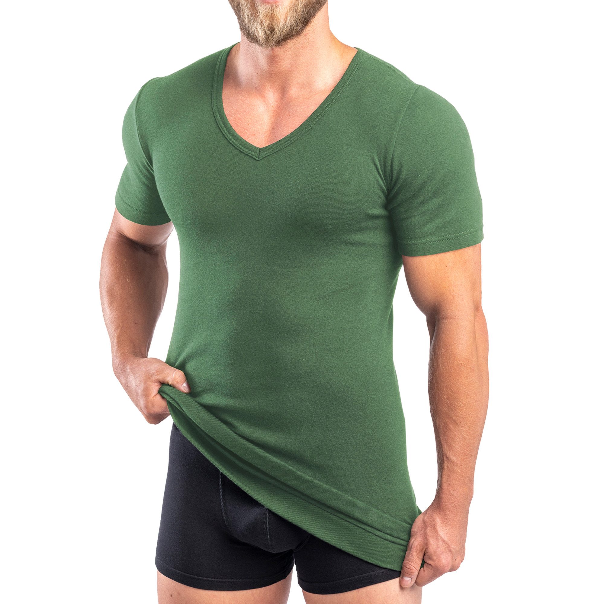 HERMKO Unterziehshirt 488710 Extralanges Herren kurzarm Shirt +6 cm V-Neck günstig online kaufen