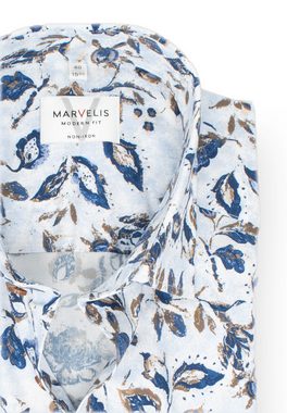 MARVELIS Kurzarmhemd Kurzarmhemd - Modern Fit - Florales Muster - Bleu