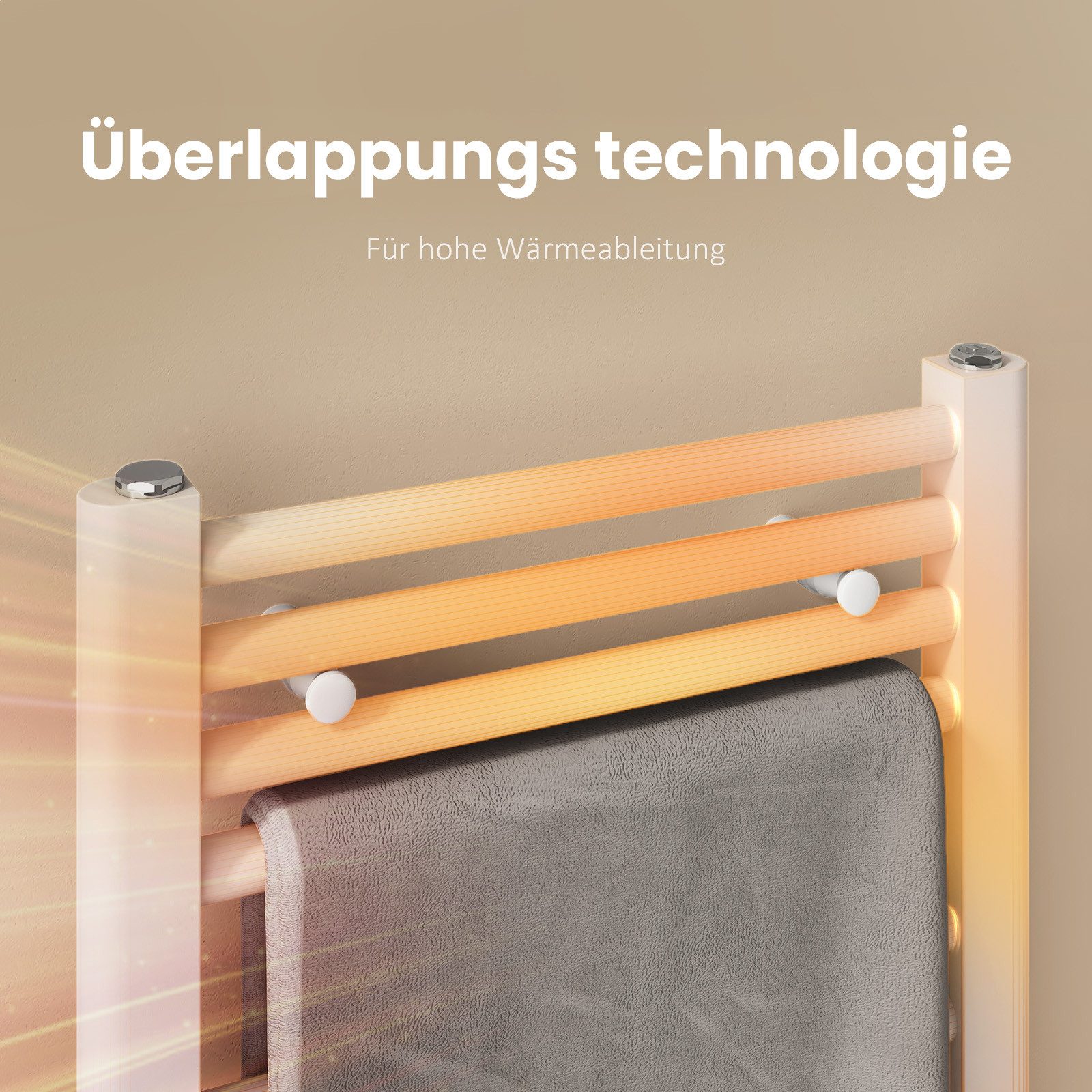 EMKE Badheizkörper Handtuchtrockner Handtuchwärmer Mittelanschluss, Weiß Ba günstig online kaufen