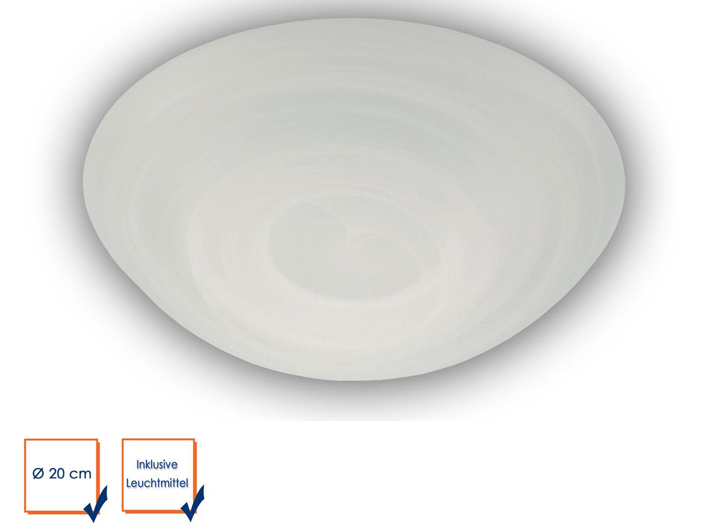 niermann LED Deckenleuchte rund, Schirm Alabaster-Glas, Ø 20cm, dimmbar extern via Hausinstallation, LED wechselbar, Warmweiß, flache Deckenlampe minimalistisch, Ankleidezimmer Decke & E14 LED
