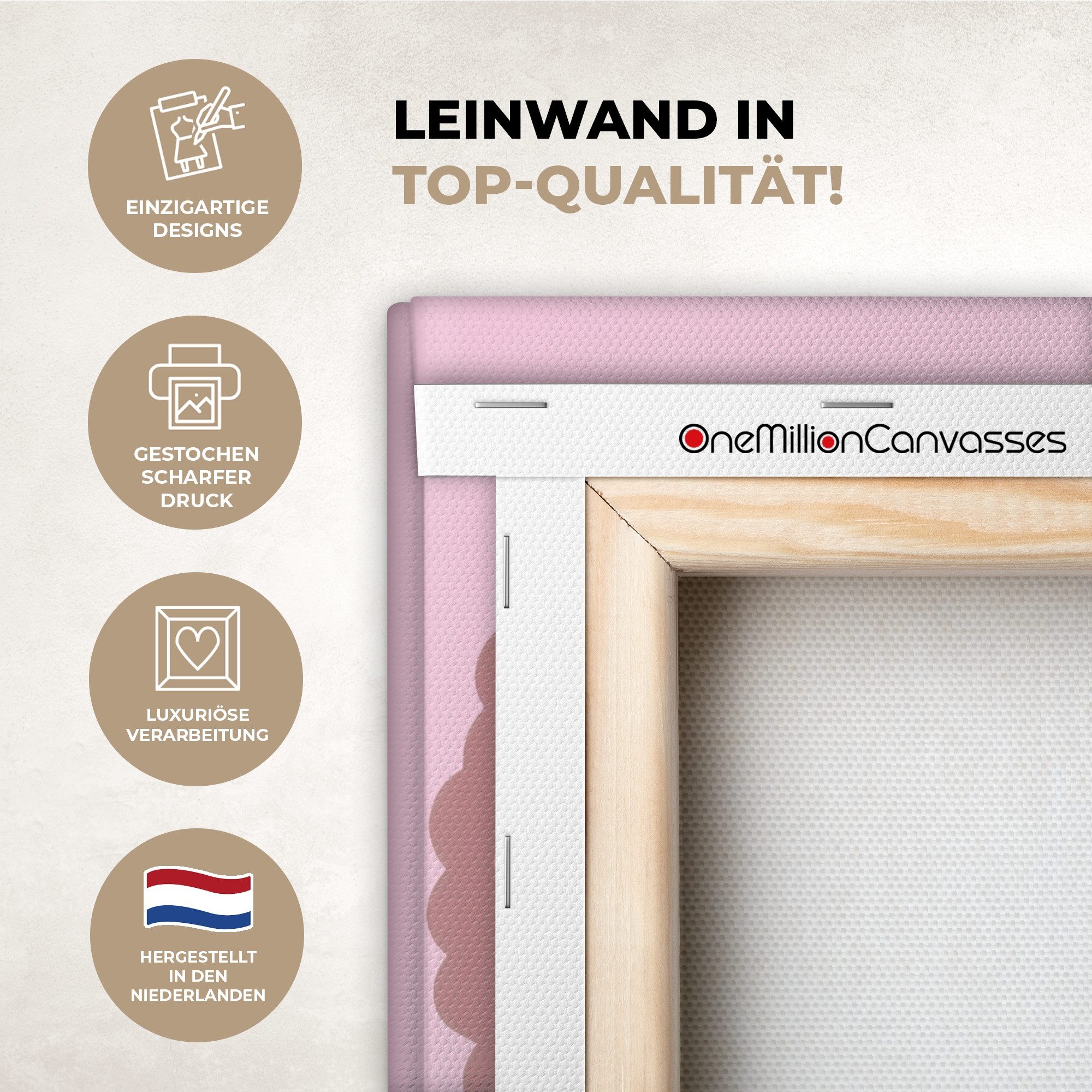 OneMillionCanvasses® Leinwandbild Liebe - Herz - Valentinstag, Fotodruck (1 St), Wandbild, Deko Schlafzimmer Wohnzimmer Flur 20x20 cm