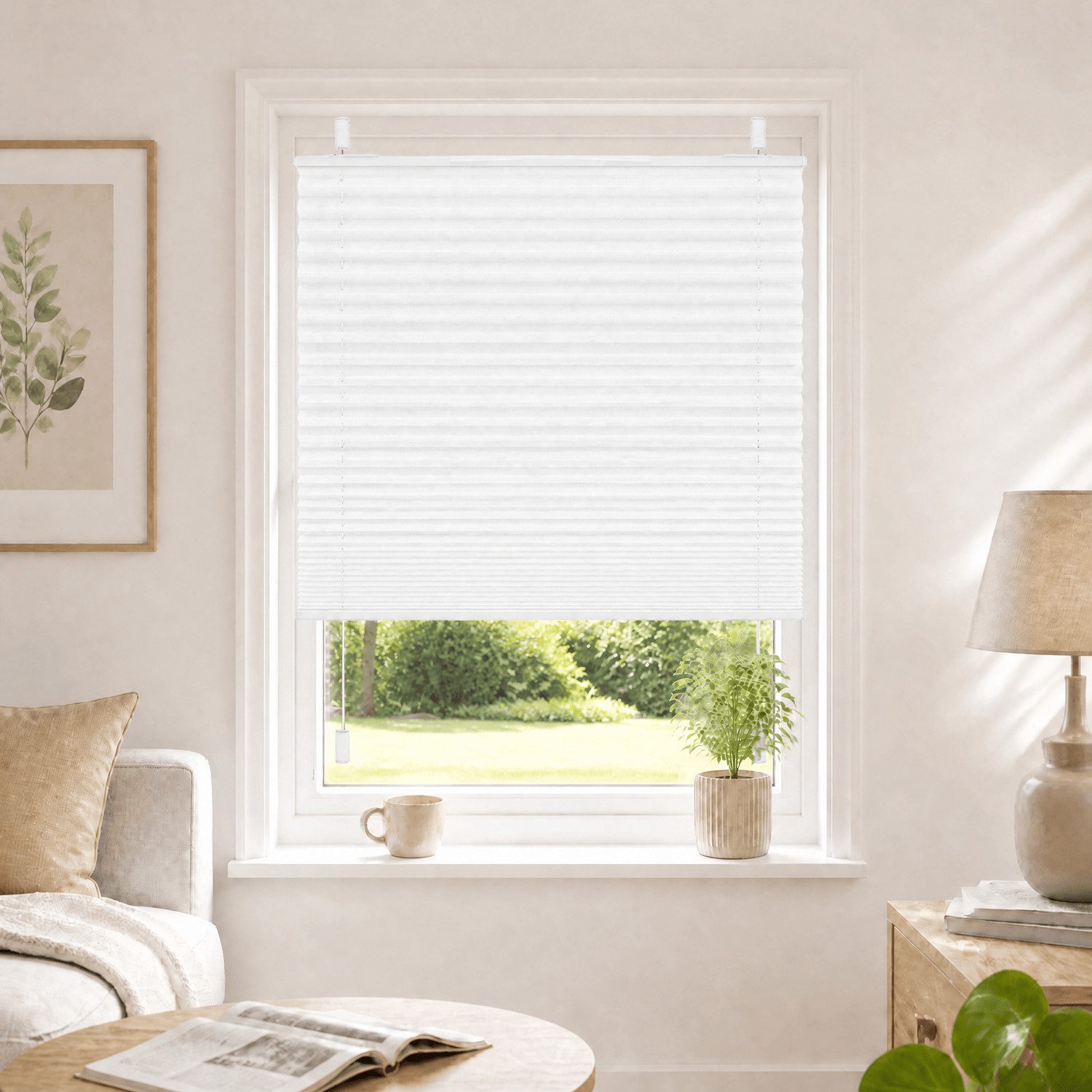 OUBO Plissee Faltrollo Ohne Bohren, Lichtschutz, Klemmträger,Easyfix, Lichtschutz, verspannt, Klemmfix, Jalousie für Fenster & Tür – Bild 5 von 5