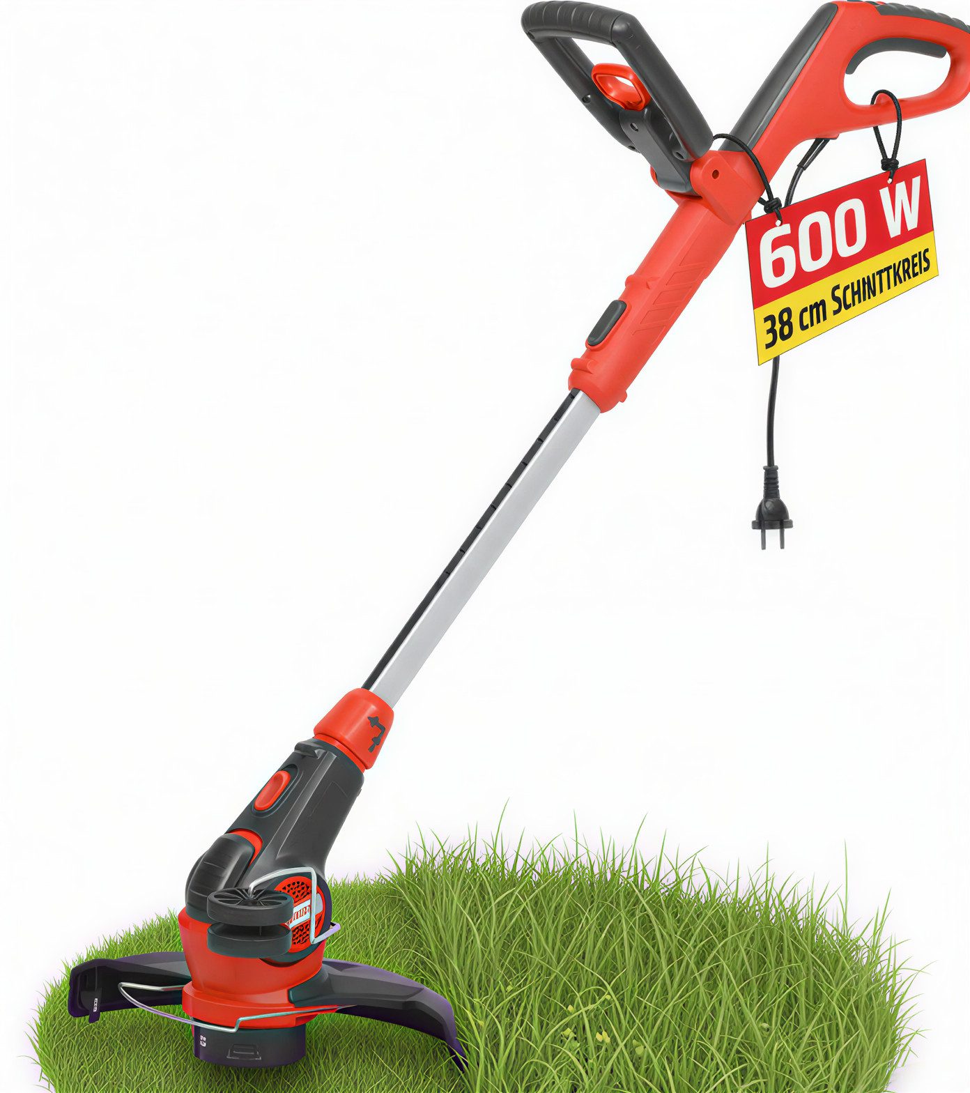 Hecht Elektro-Rasentrimmer 630 mit Teleskopgriff, 30 cm Arbeitsbreite Faden, 600W, schwenkbarer Motorkopf