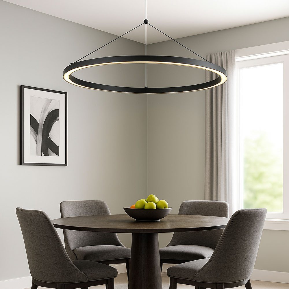 GLOBO LIGHTING LED Pendelleuchte, LED-Leuchtmittel fest verbaut, Warmweiß, LED Pendelleuchte Wohnzimmerlampe dimmbar Metall schwarz H 120 cm