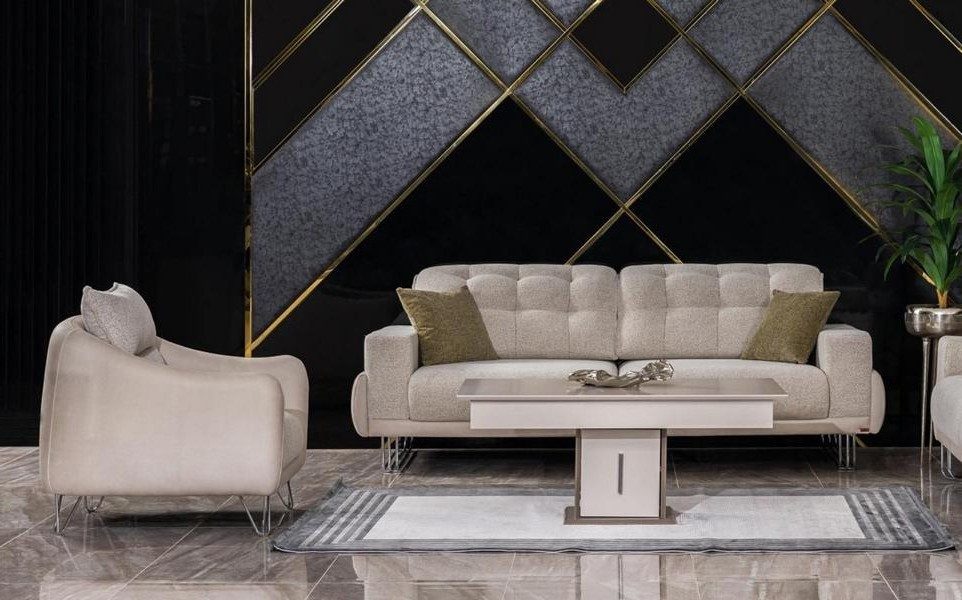 Xlmoebel Couchtisch Grau Rattan Beistelltisch für Terrasse im modernen Design, Made in Europa