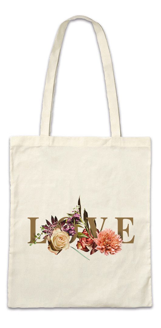 Urban Backwoods Beuteltasche Love Flowers Stofftasche Blumen Blume Liebe Tattoo Art Girl Gothic (1-tlg), Romantic Rockabella Flower Roses