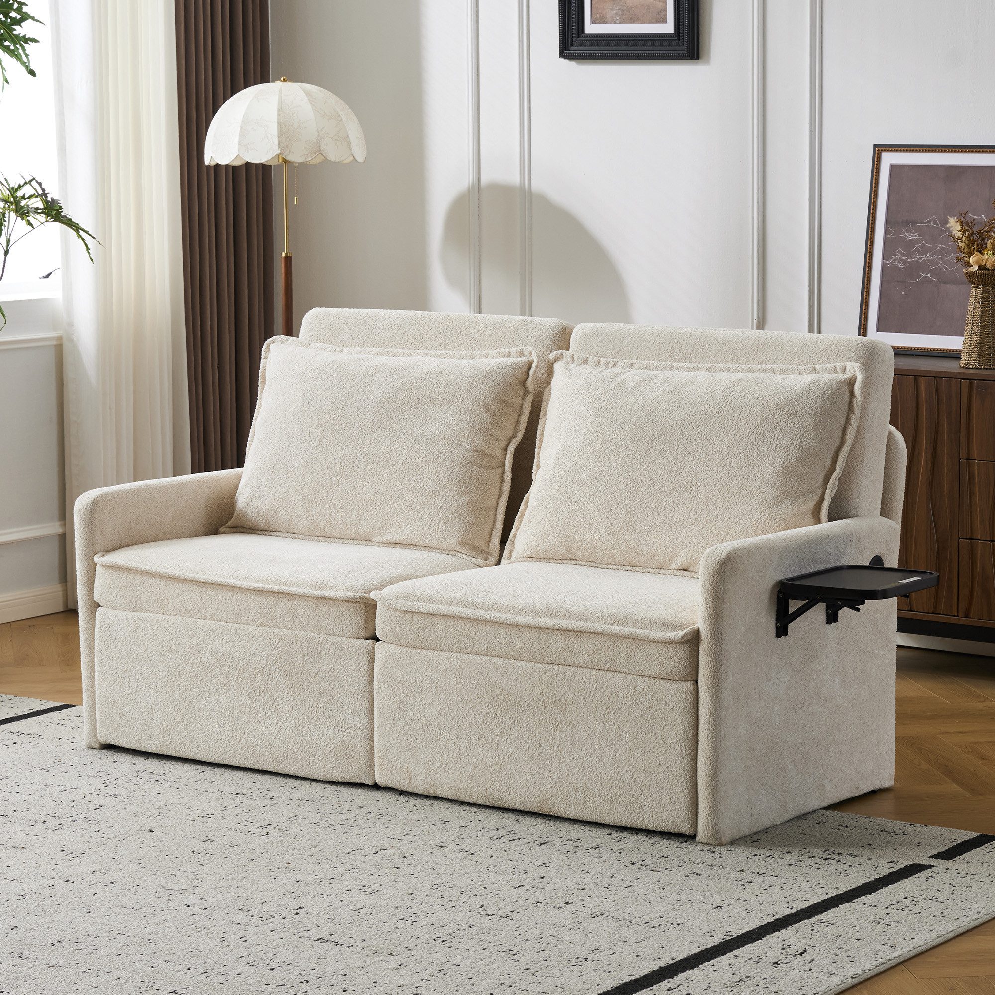 Orvane Schlafsofa 2 Sitzer Sofa mit verstellbarer Rückenlehne, Chenille teilbar Design