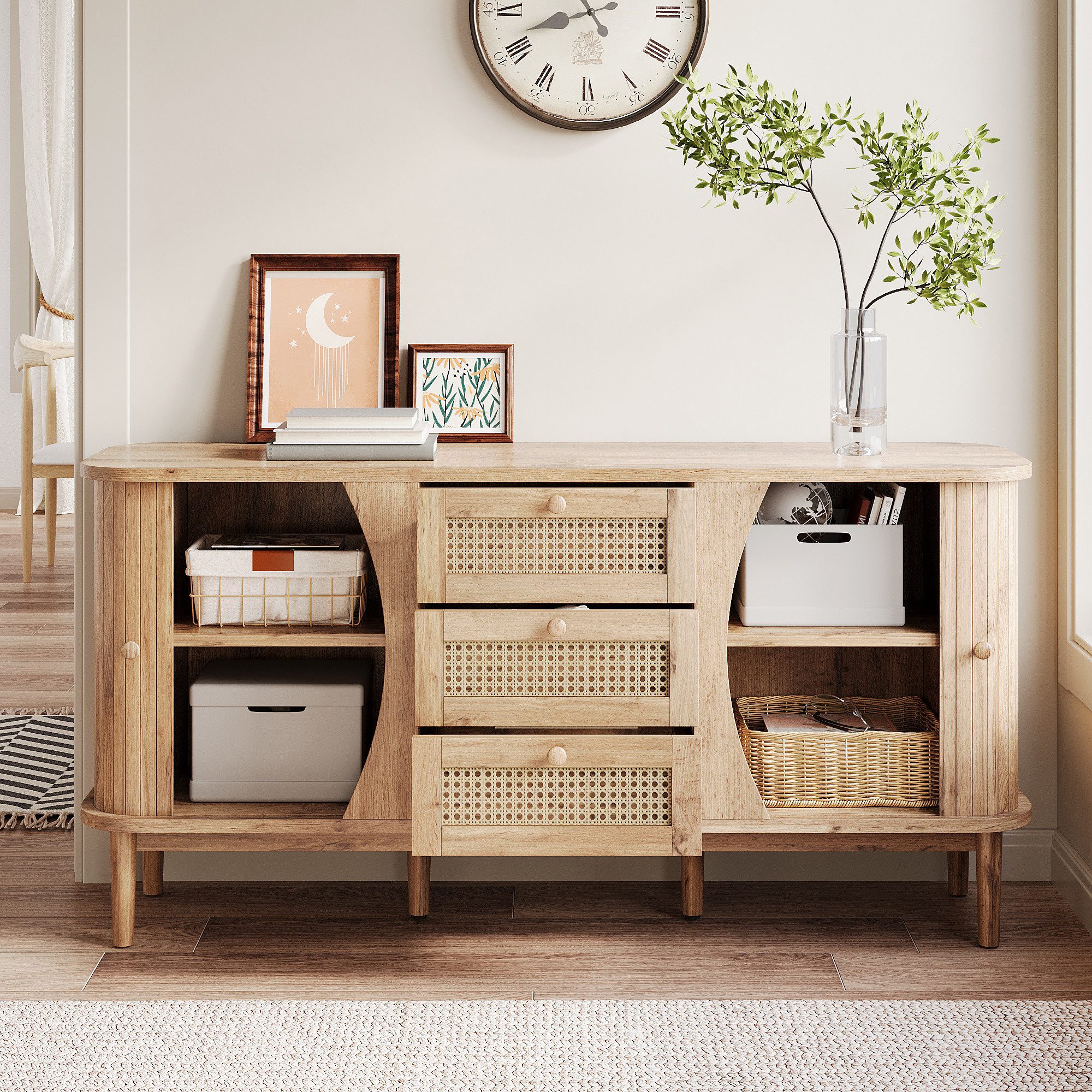 OKWISH Sideboard Rattankommode (Wohnzimmerschrank, 1 St., günstig online kaufen