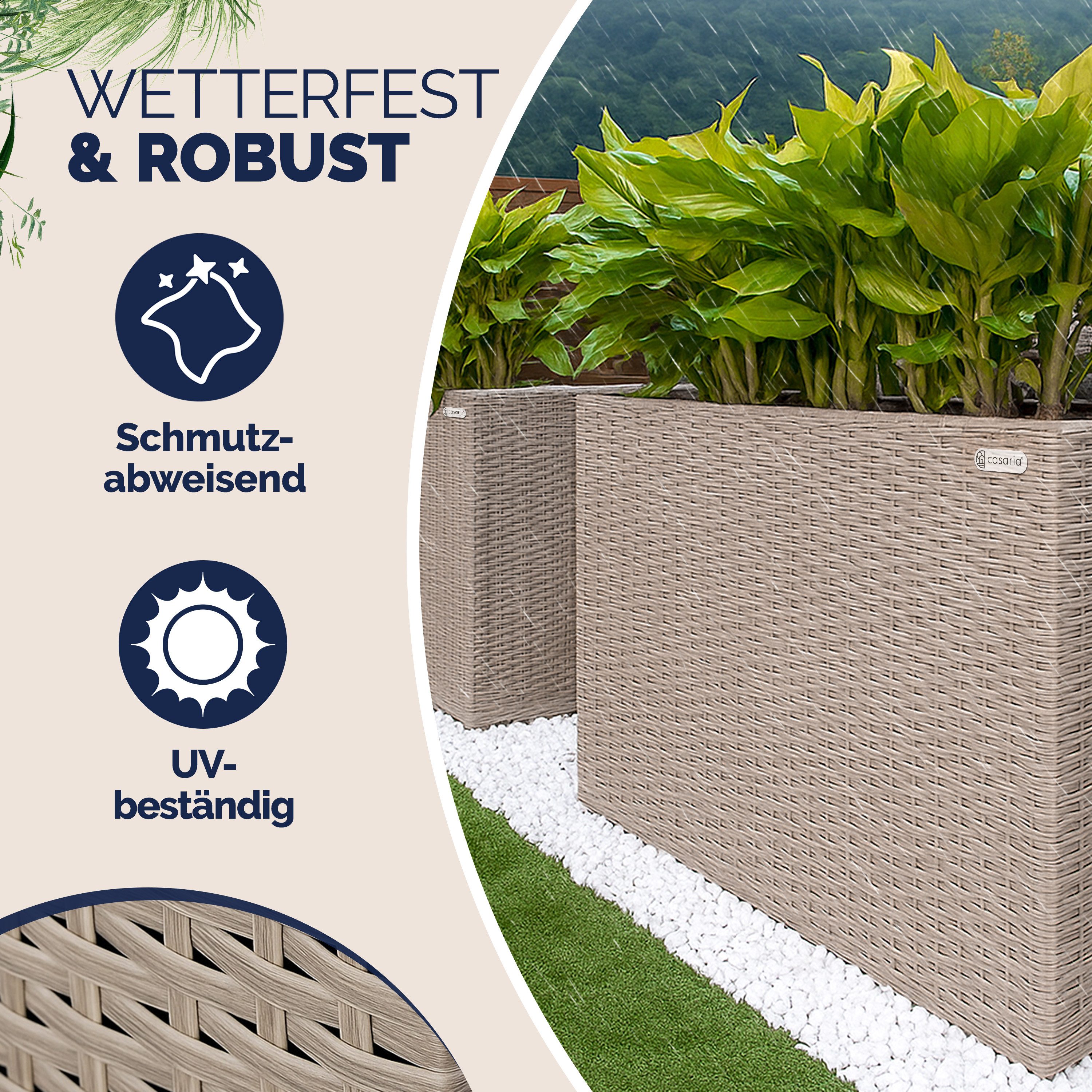 Casaria Pflanzkübel, 4 Innentöpfe Herausnehmbar Polyrattan günstig online kaufen