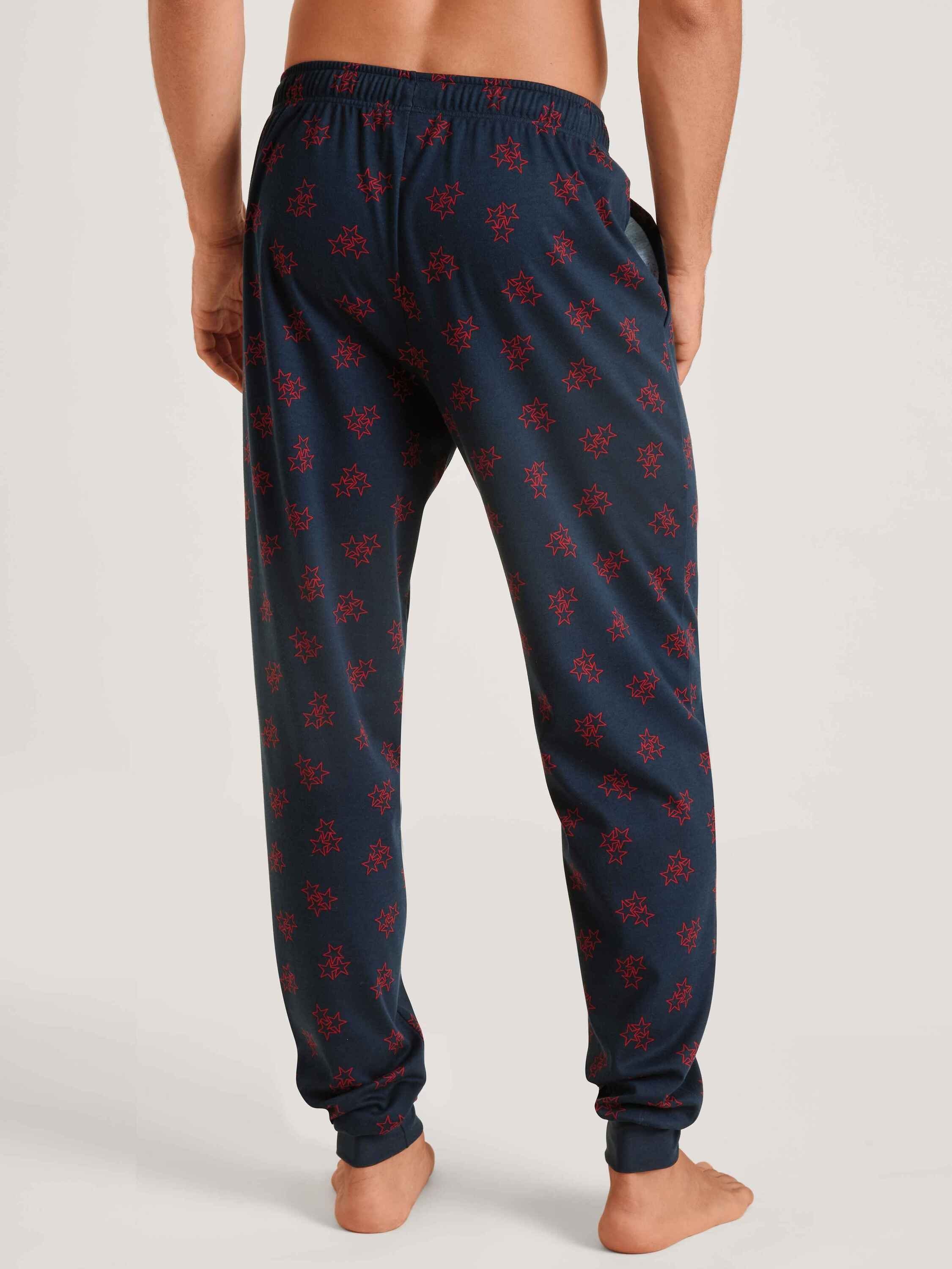 CALIDA Pyjamahose Pants dark Bündchen und Seitentaschen mit (1-tlg) sapphire