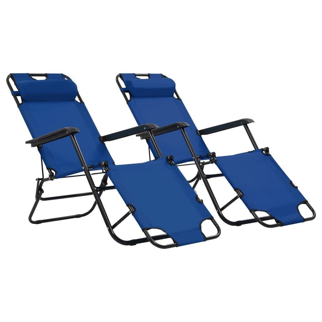 Gartenliege Klappbare Sonnenliegen 2 Stk. mit Fußablage Blau