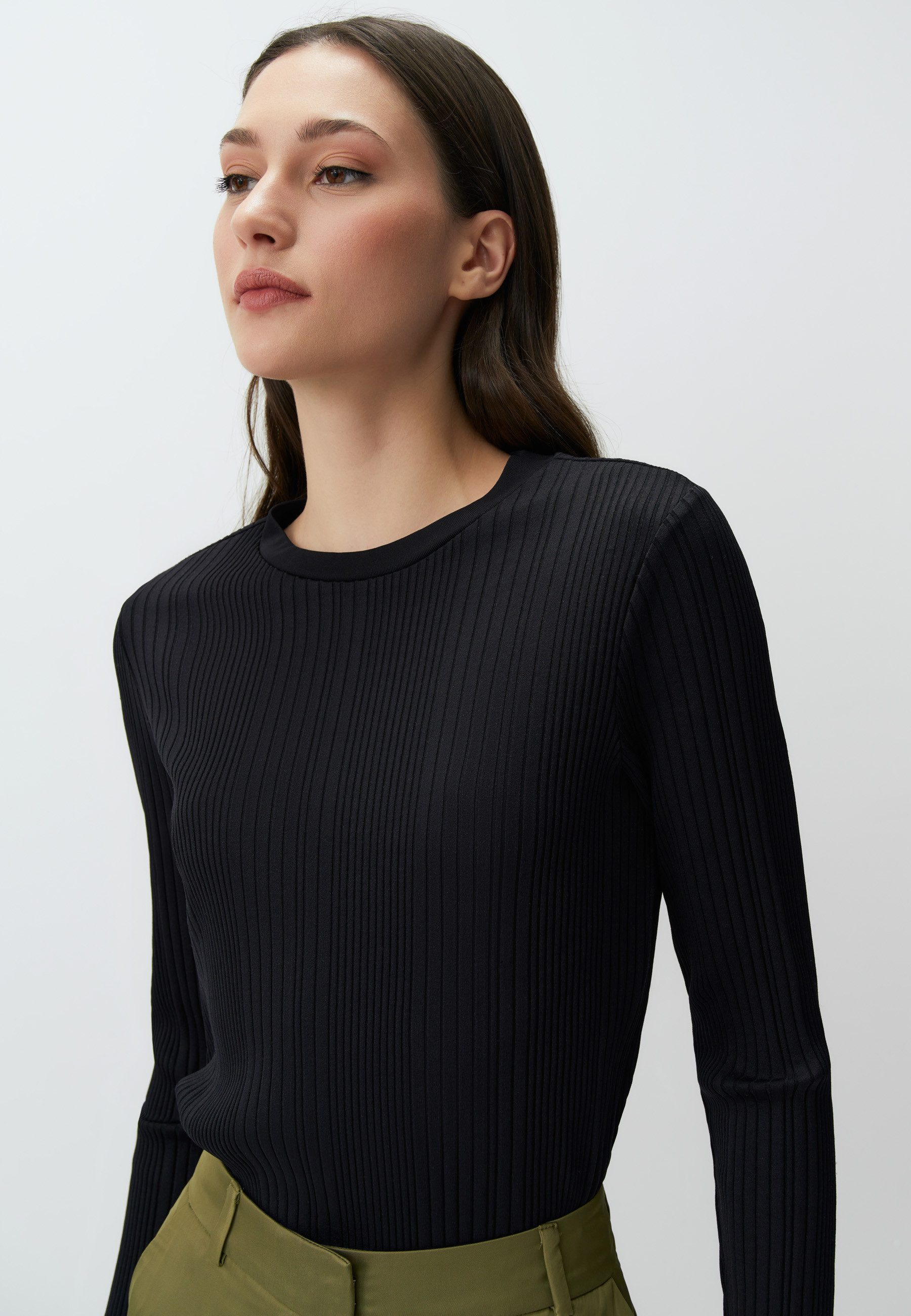 Blusentop Langärmlig Rundhalsausschnitt Basic Bluse