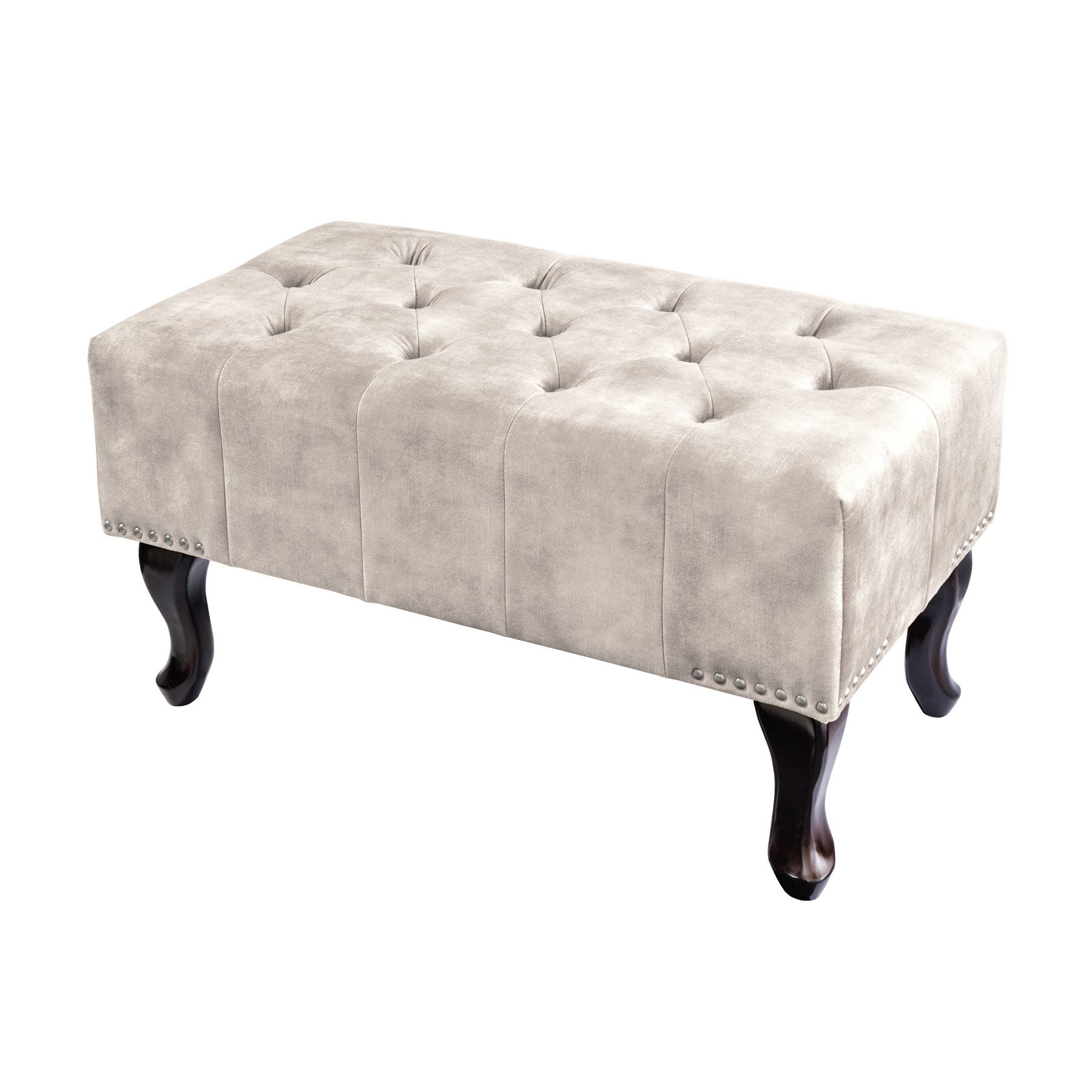 riess-ambiente Fußhocker CHESTERFIELD 80cm champagner beige Samt - Knopfhef günstig online kaufen