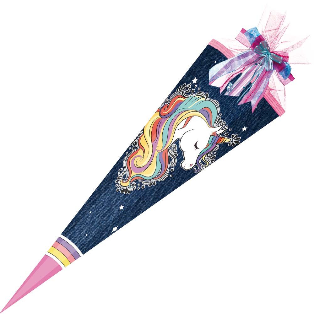 Nestler GmbH Feinkartonagen Schultüte 85 cm mit Schleife Regenbogen Mähne