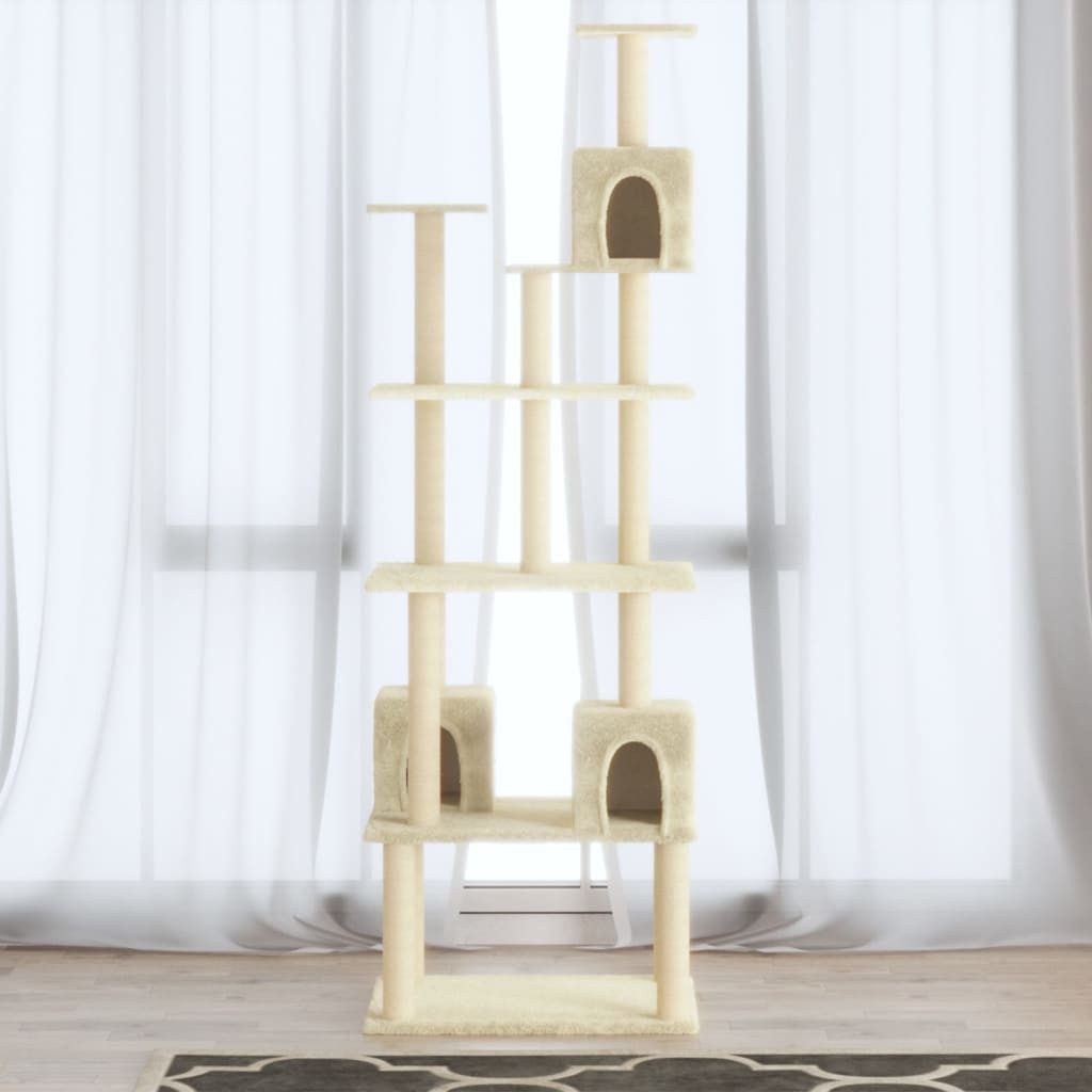 Thumbnail - vidaXL Kratzbaum, Katzenbaum mit Sisal-Kratzsäulen Creme 188 cm
